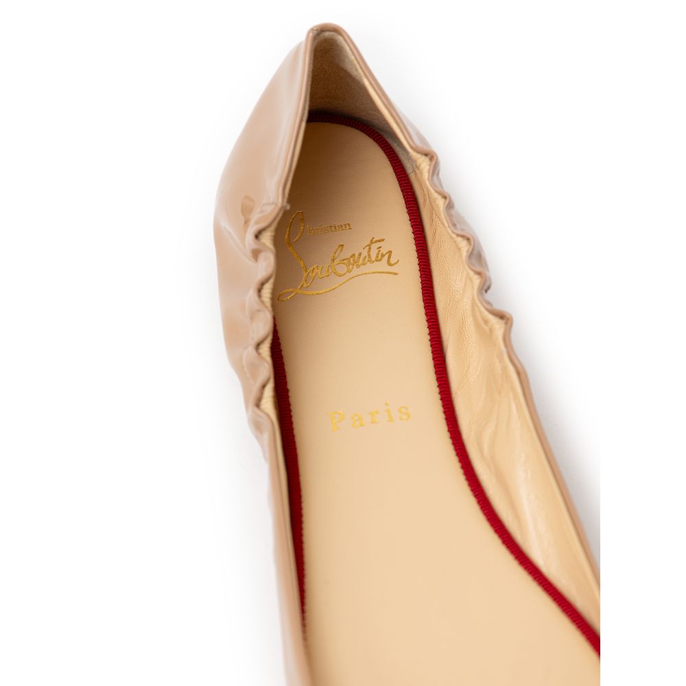 Beige Patent Leather Ballet Flat