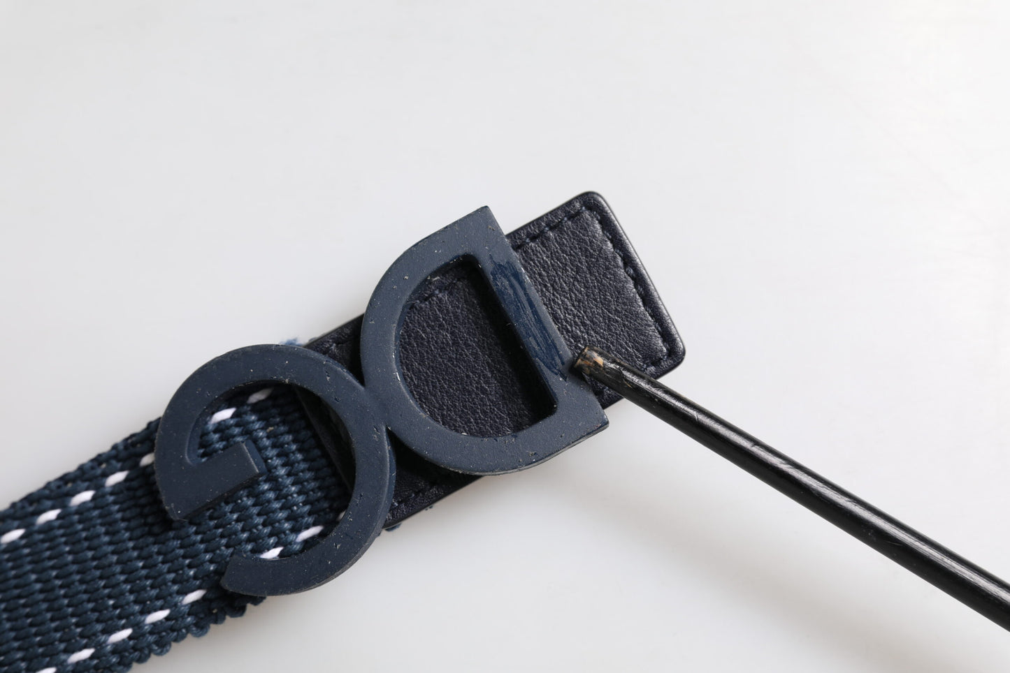 Blue White Cotton DG Logo Metal Buckle Belt