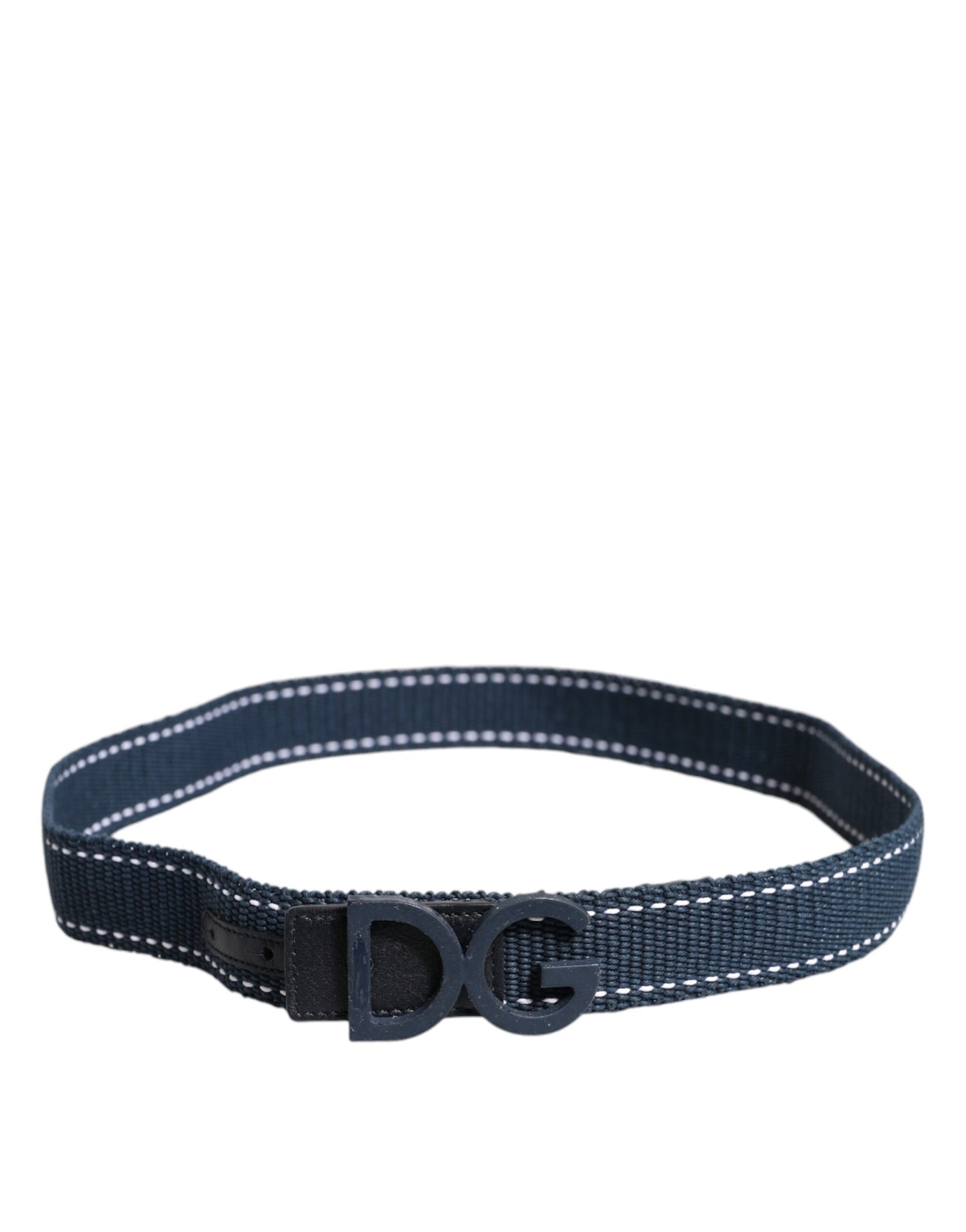 Blue White Cotton DG Logo Metal Buckle Belt
