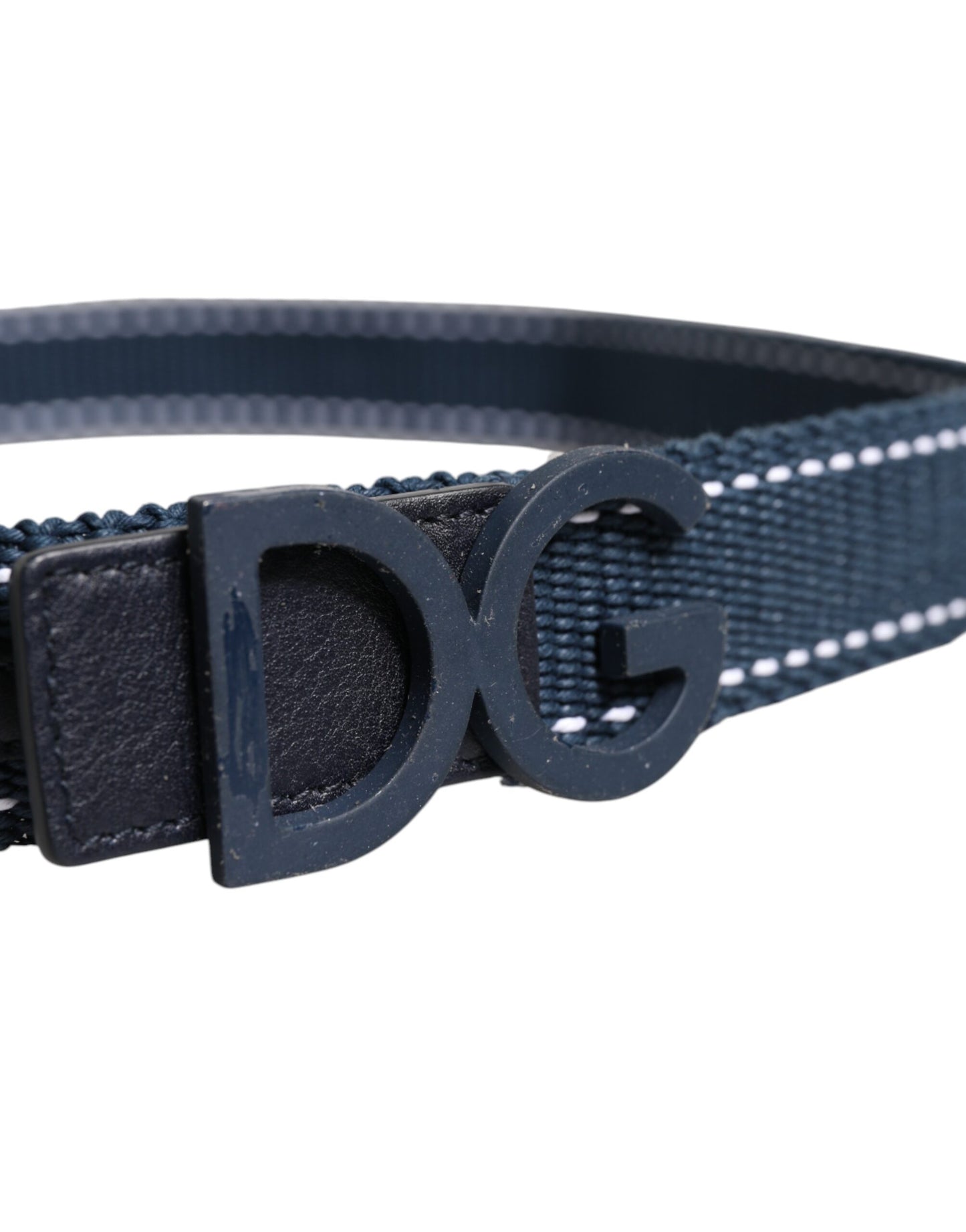 Blue White Cotton DG Logo Metal Buckle Belt