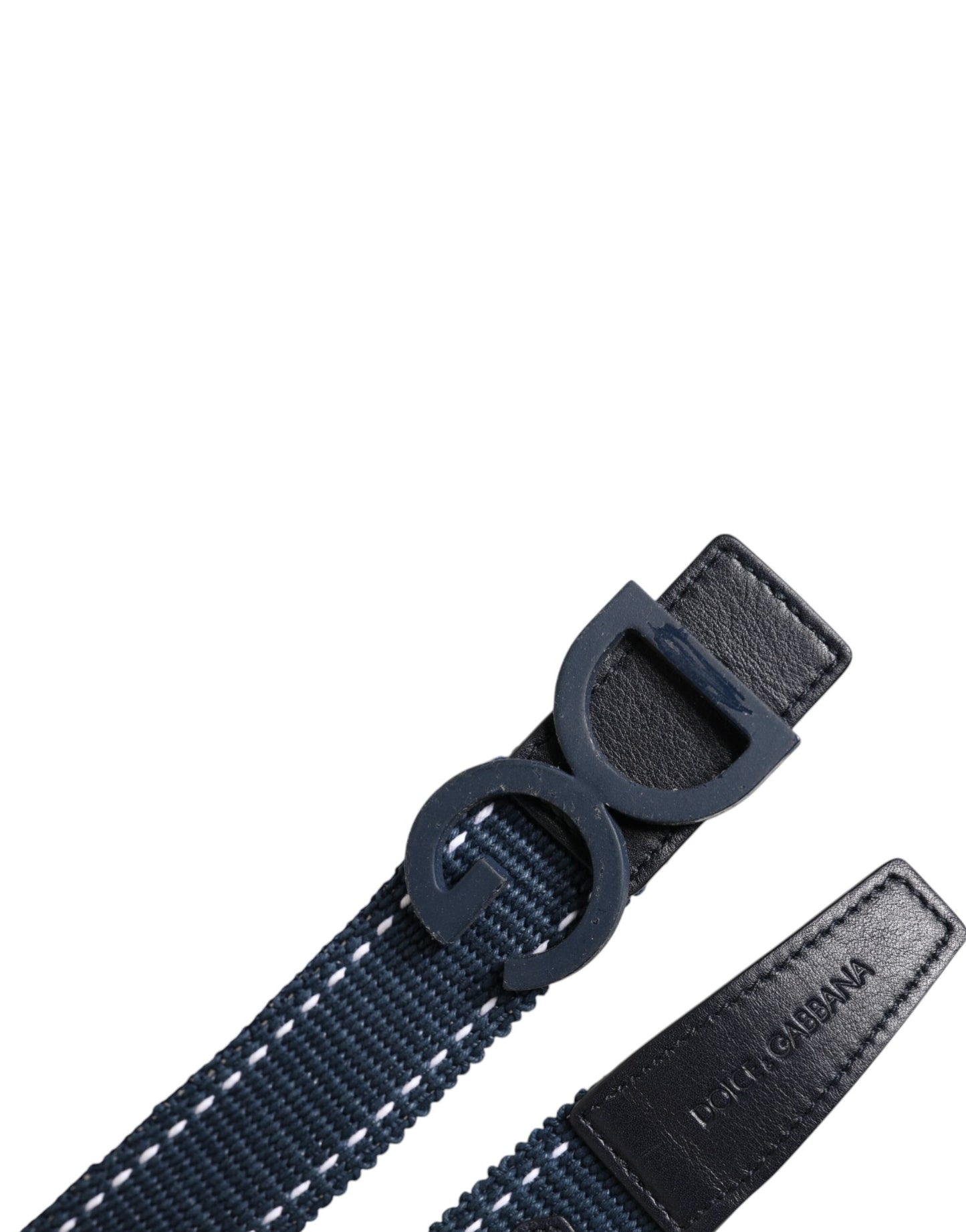 Blue White Cotton DG Logo Metal Buckle Belt