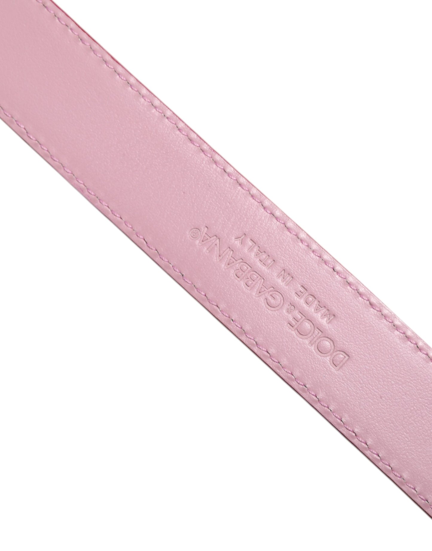 Pink Leather Gold Logo Metal Waist Buckle Belt