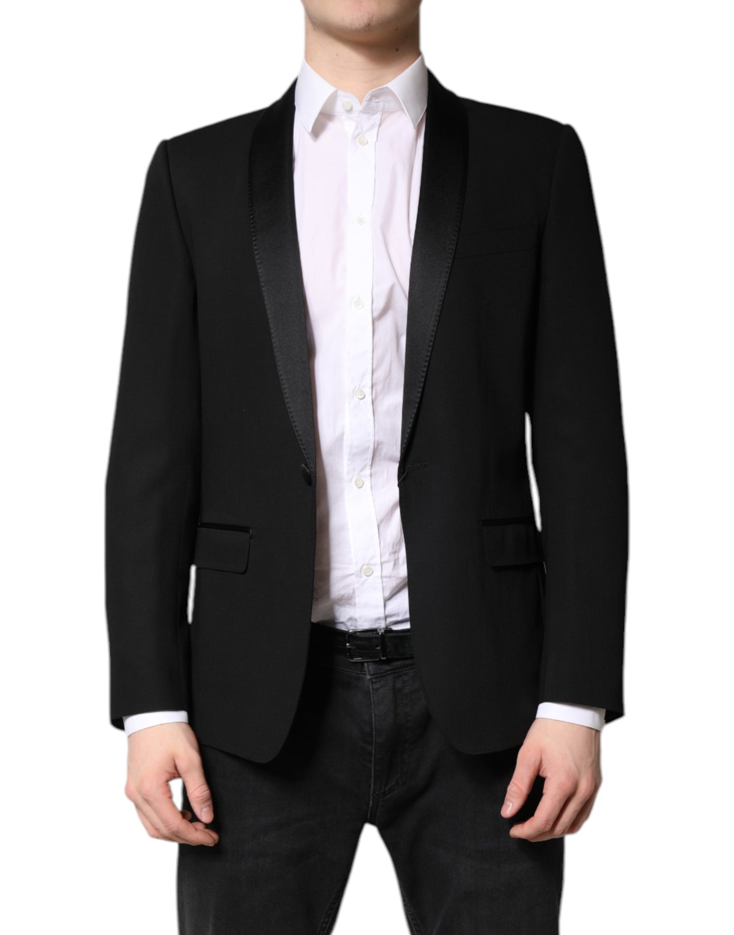 Dolce & Gabbana Black Single Breasted Men Coat MARTINI Blazer