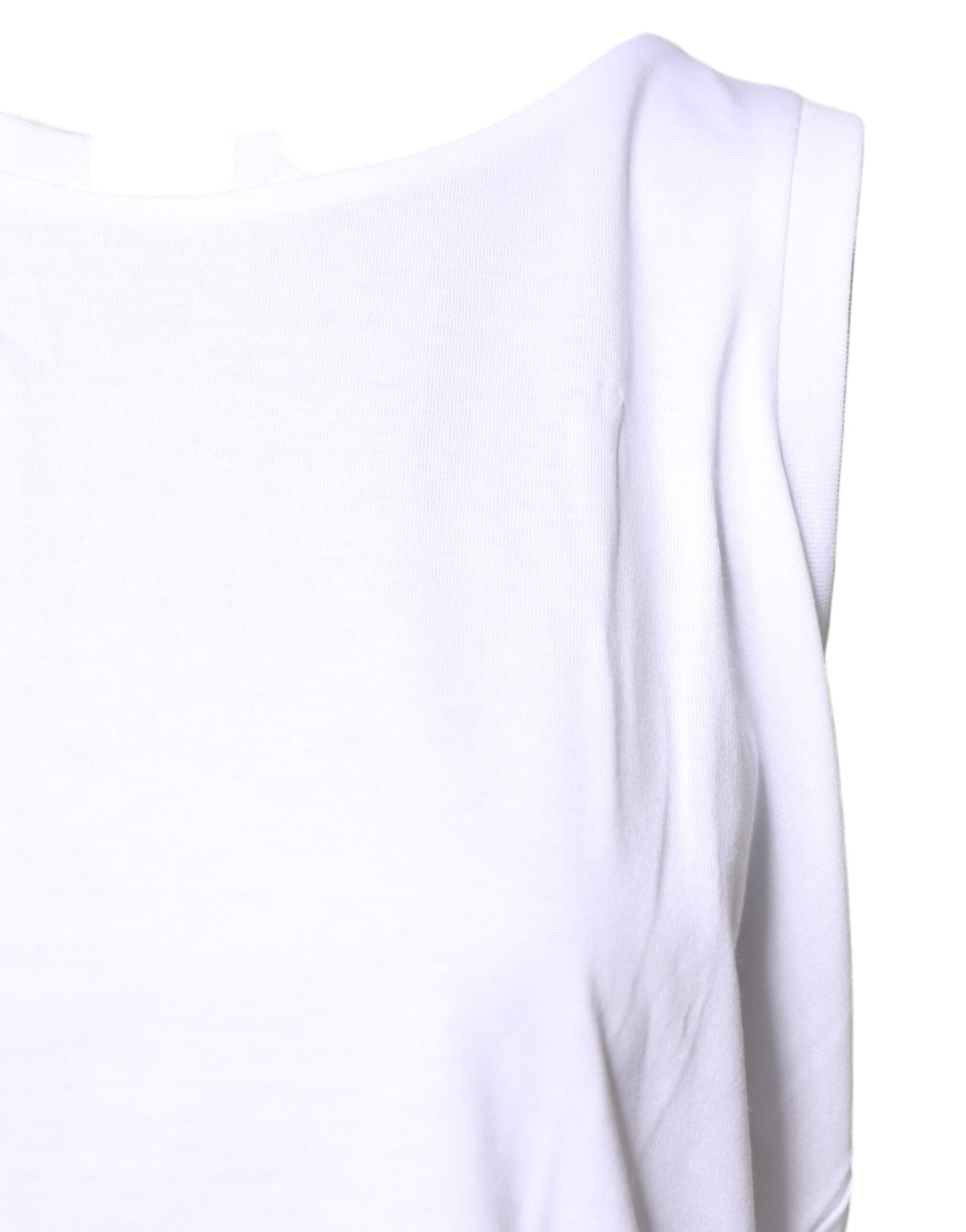 White Cotton Sleeveless Crew Neck T-shirt