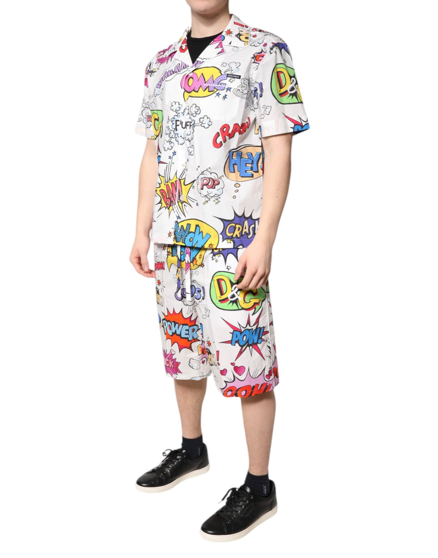 Dolce & Gabbana White Cartoon Print Cotton Men Pajama Set Sleepwear
