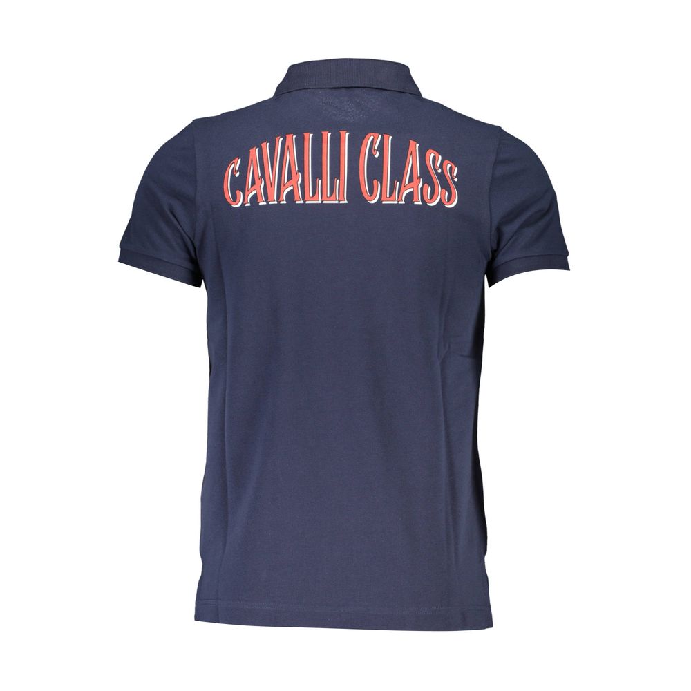 Cavalli Class Blue Cotton Polo Shirt