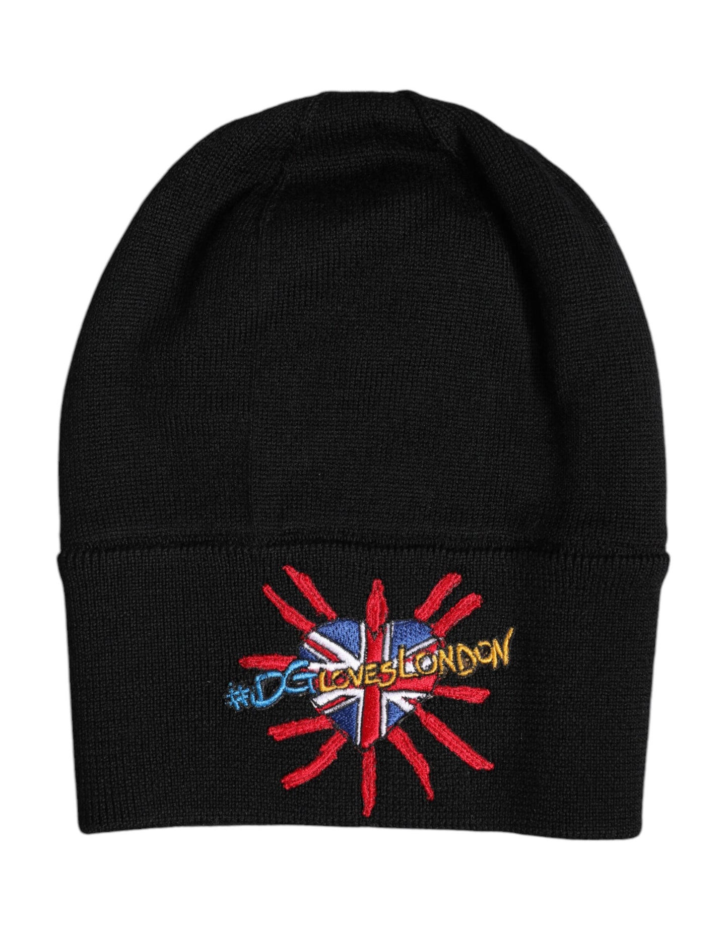 Black #DGLOVESLONDON Knitted Beanie Hat