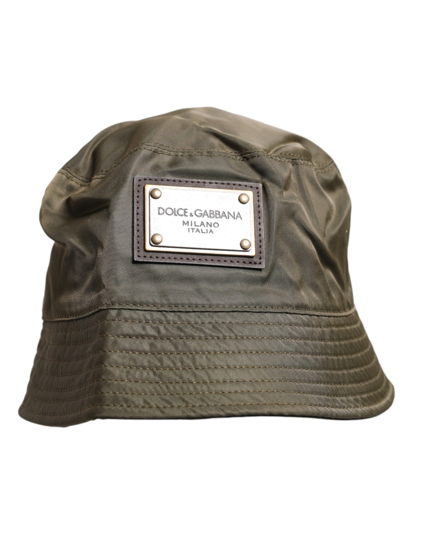 Brown DG Plaque Wide Brim Bucket Hat
