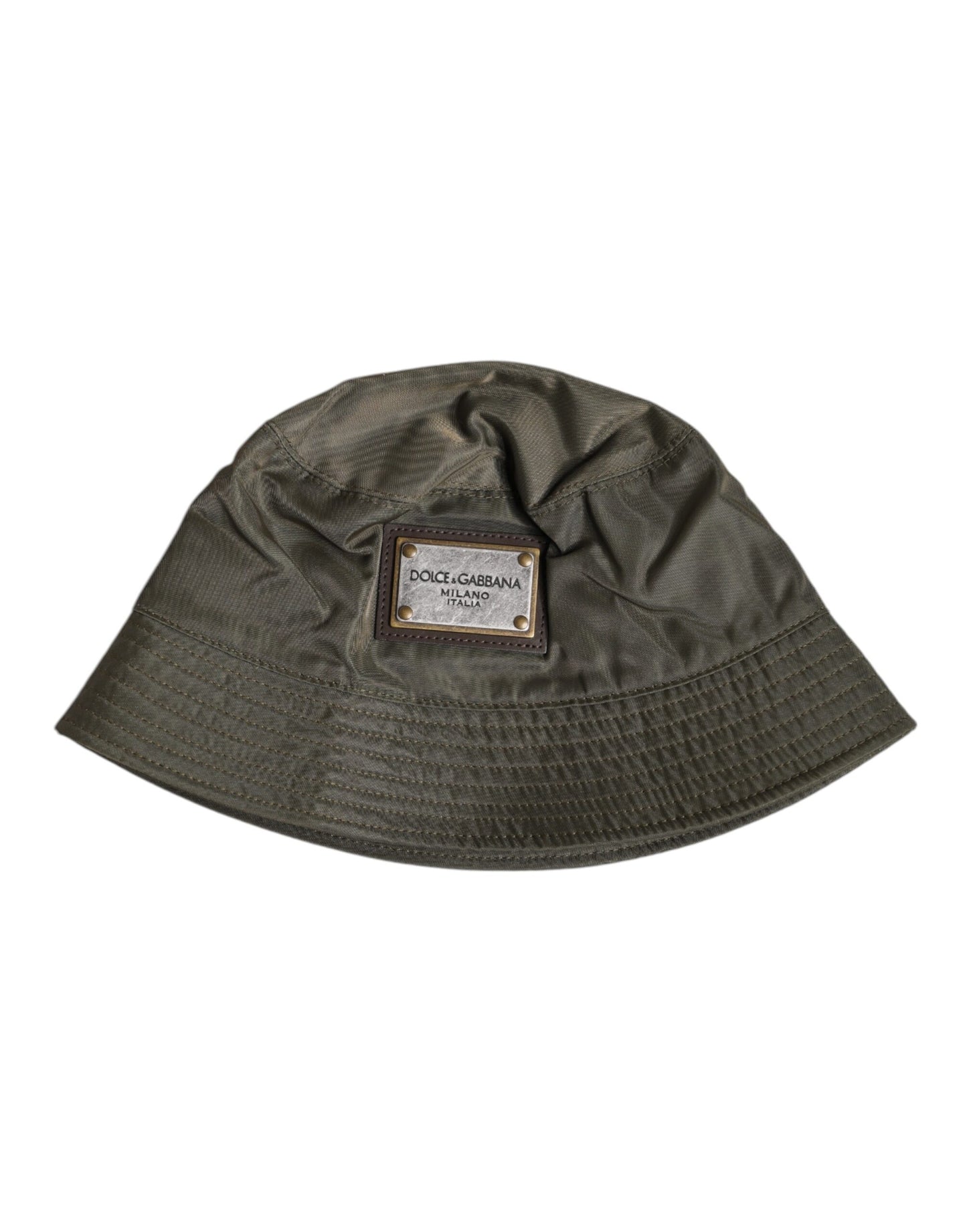 Brown DG Plaque Wide Brim Bucket Hat
