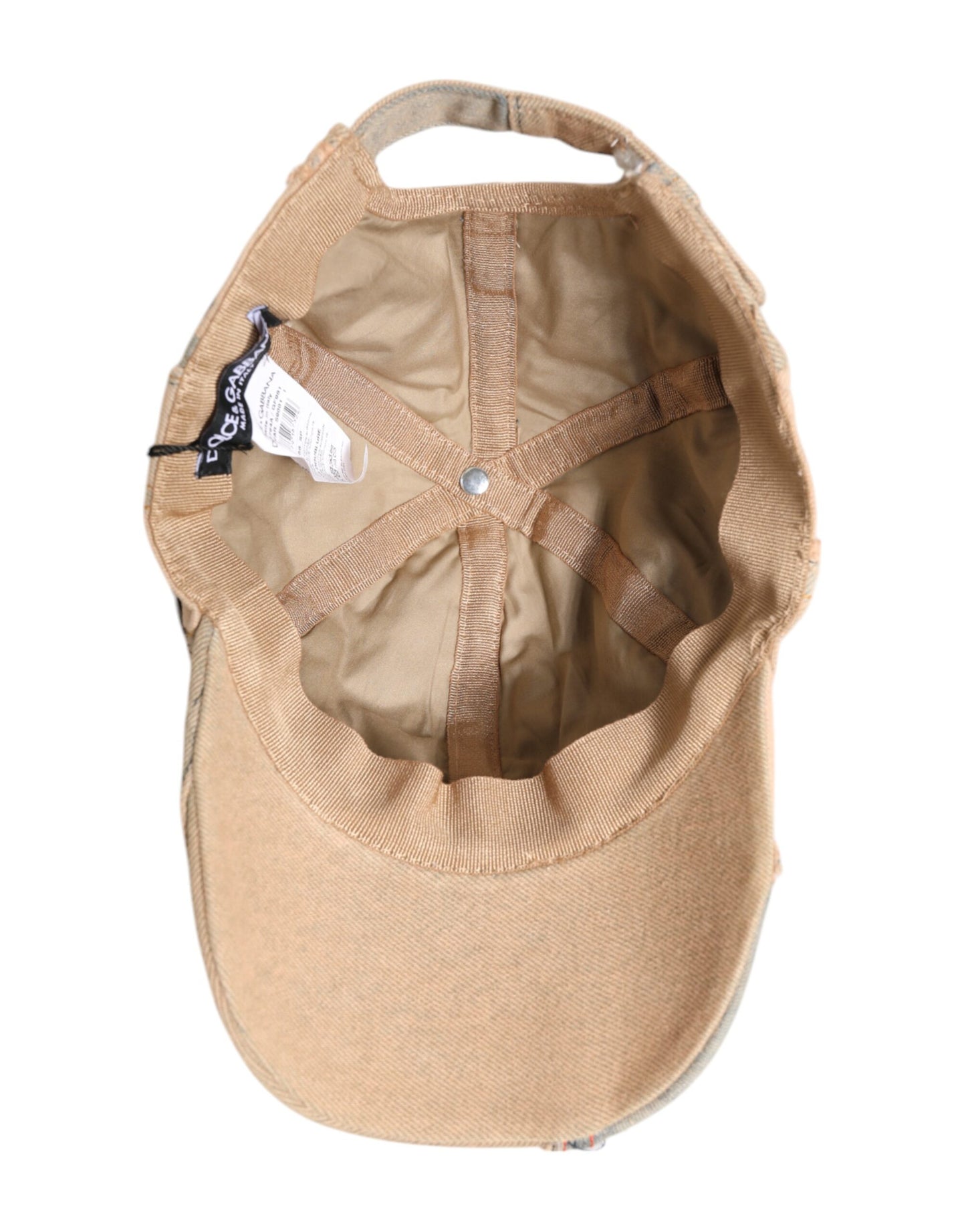 Beige Tattered Cotton 6 Panels Baseball Cap