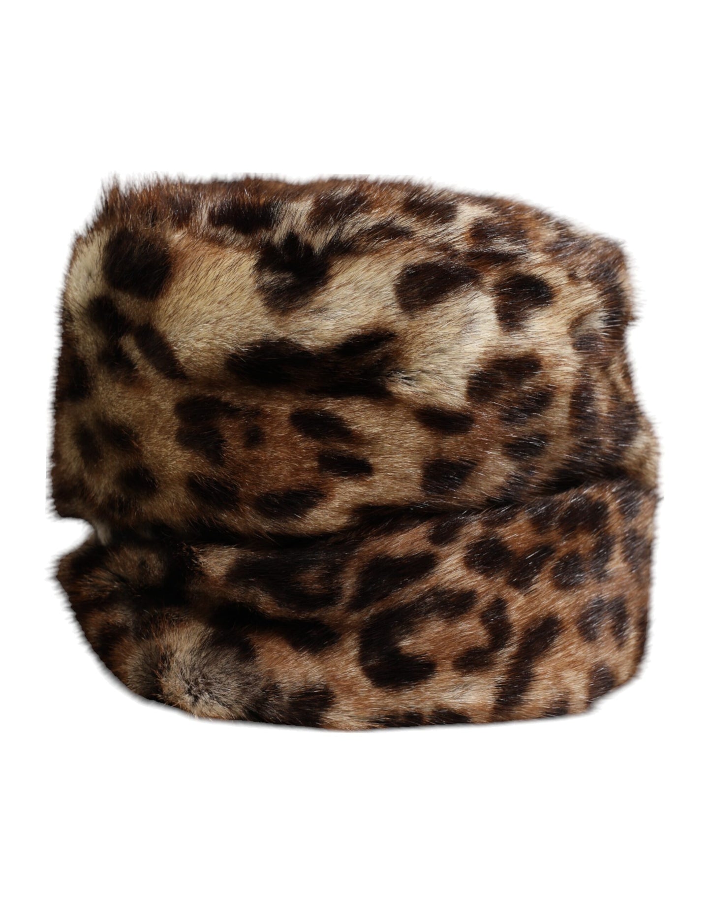 Dolce & Gabbana Brown Leopard Faux Fur Women Bucket Hat