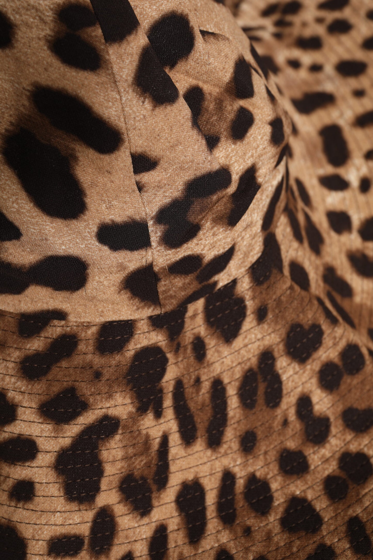 Brown Leopard Viscose Women Bucket Hat