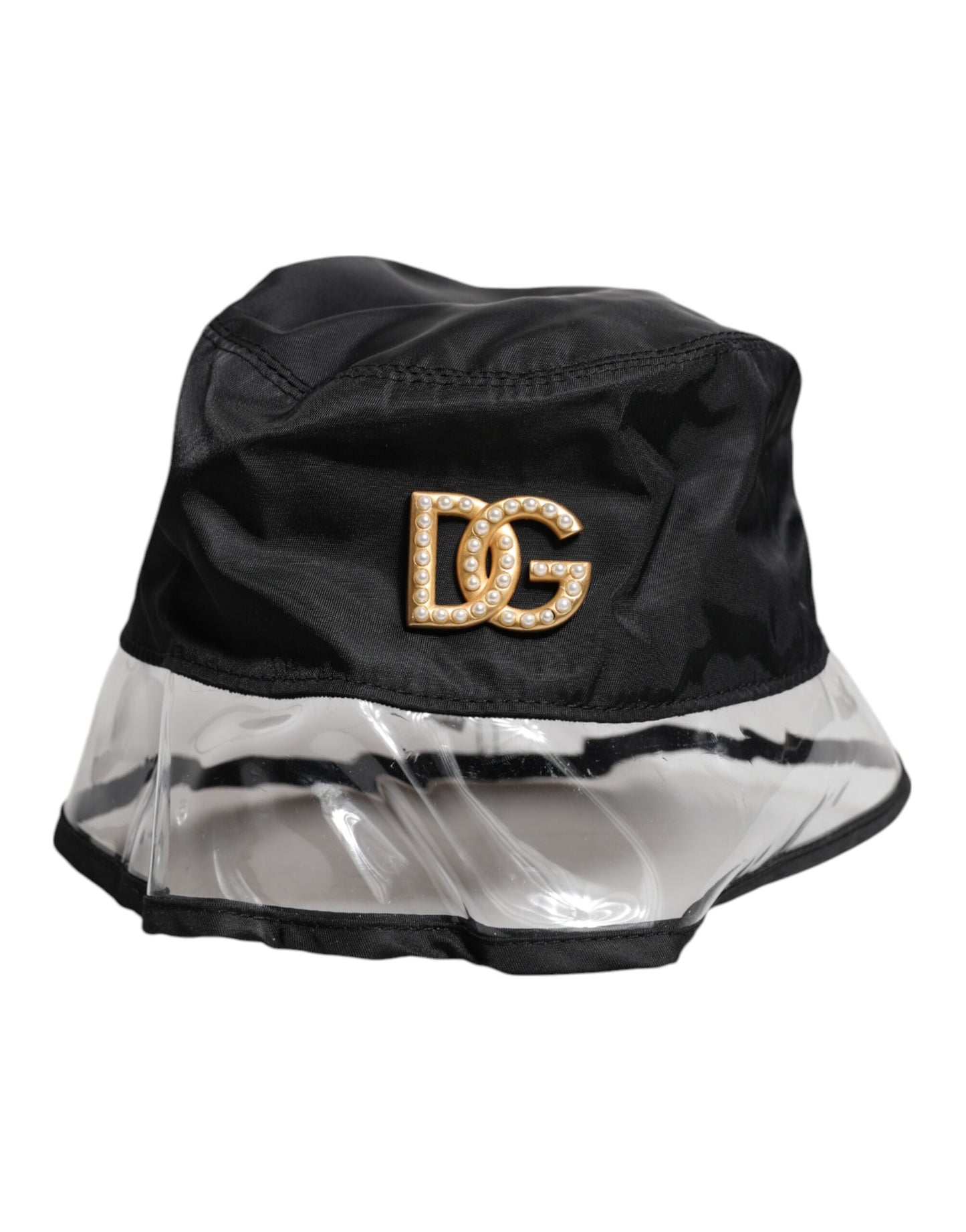 Dolce & Gabbana Black Nylon PVC DG Logo Bucket Hat
