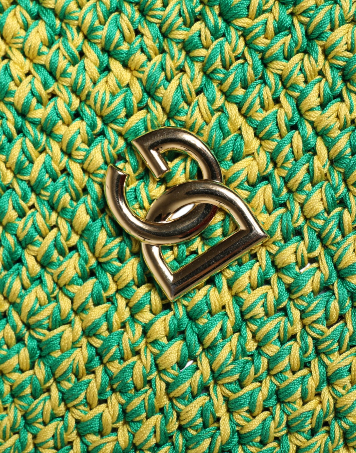 Dolce & Gabbana Green Cotton Crochet DG Logo Bucket Hat