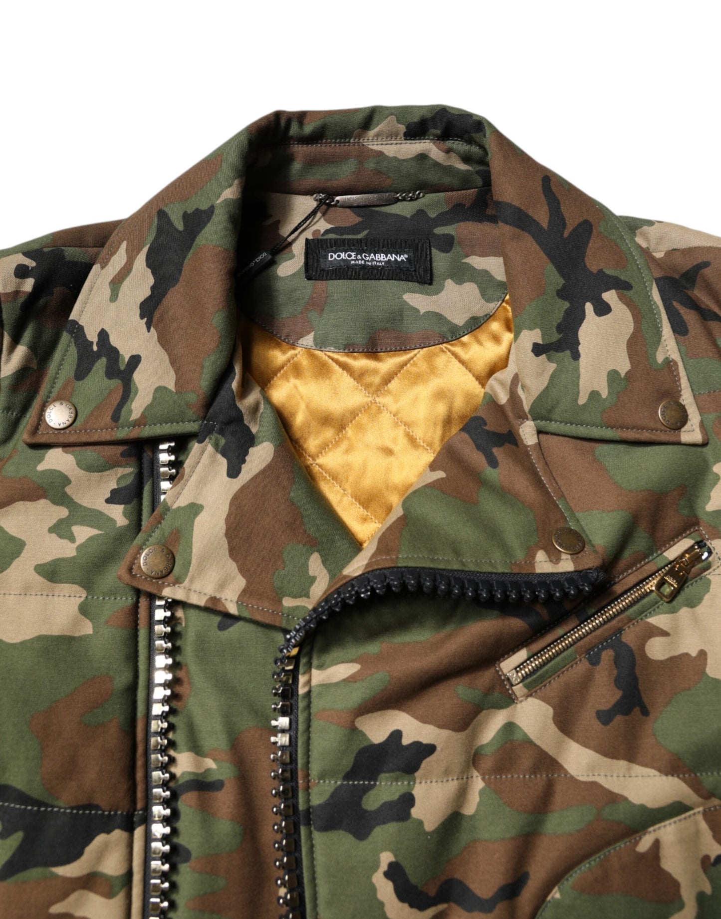 Dolce & Gabbana Multicolor Camouflage Nylon Biker Jacket