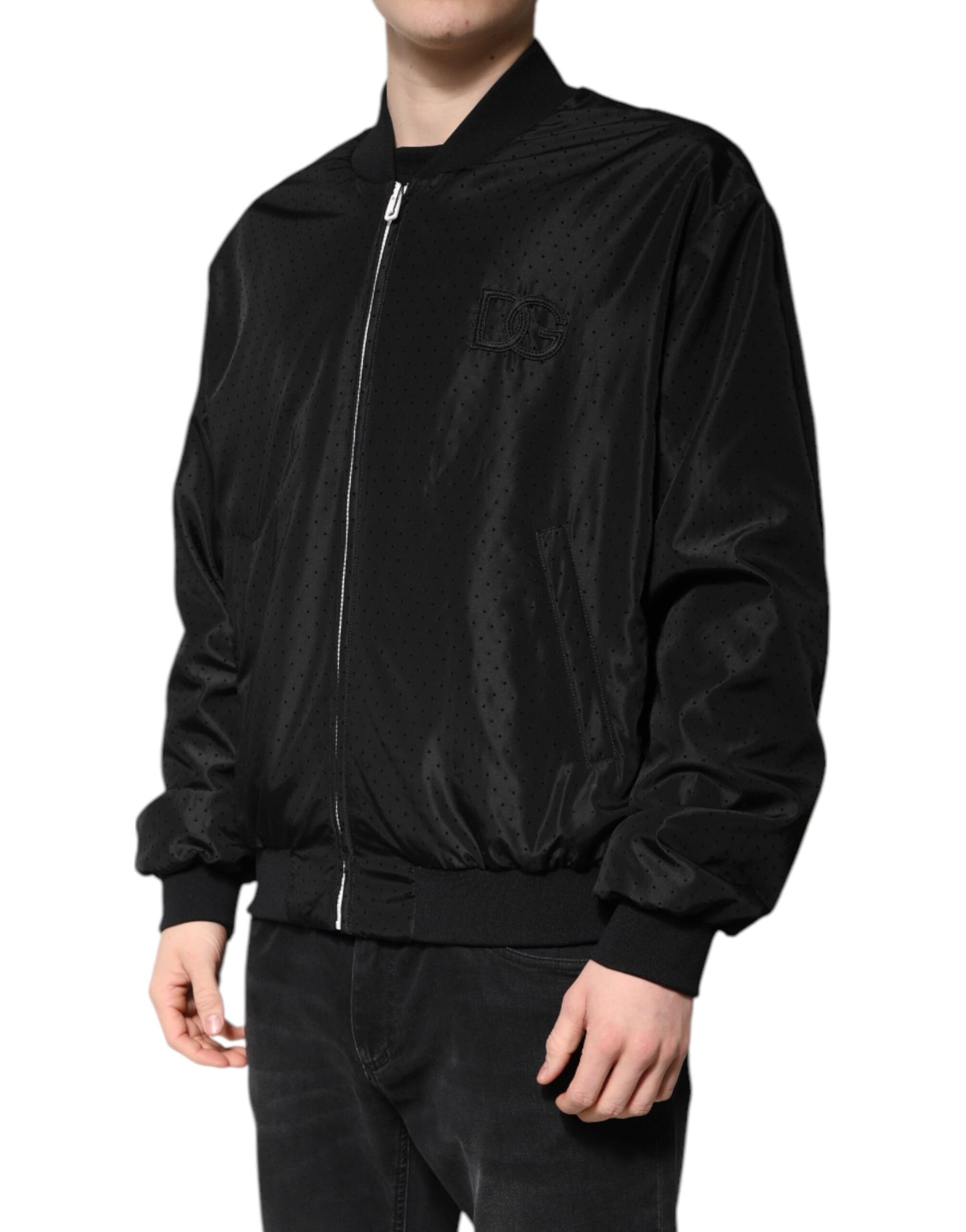 Dolce & Gabbana Black Long Sleeves Full Zip Bomber Jacket