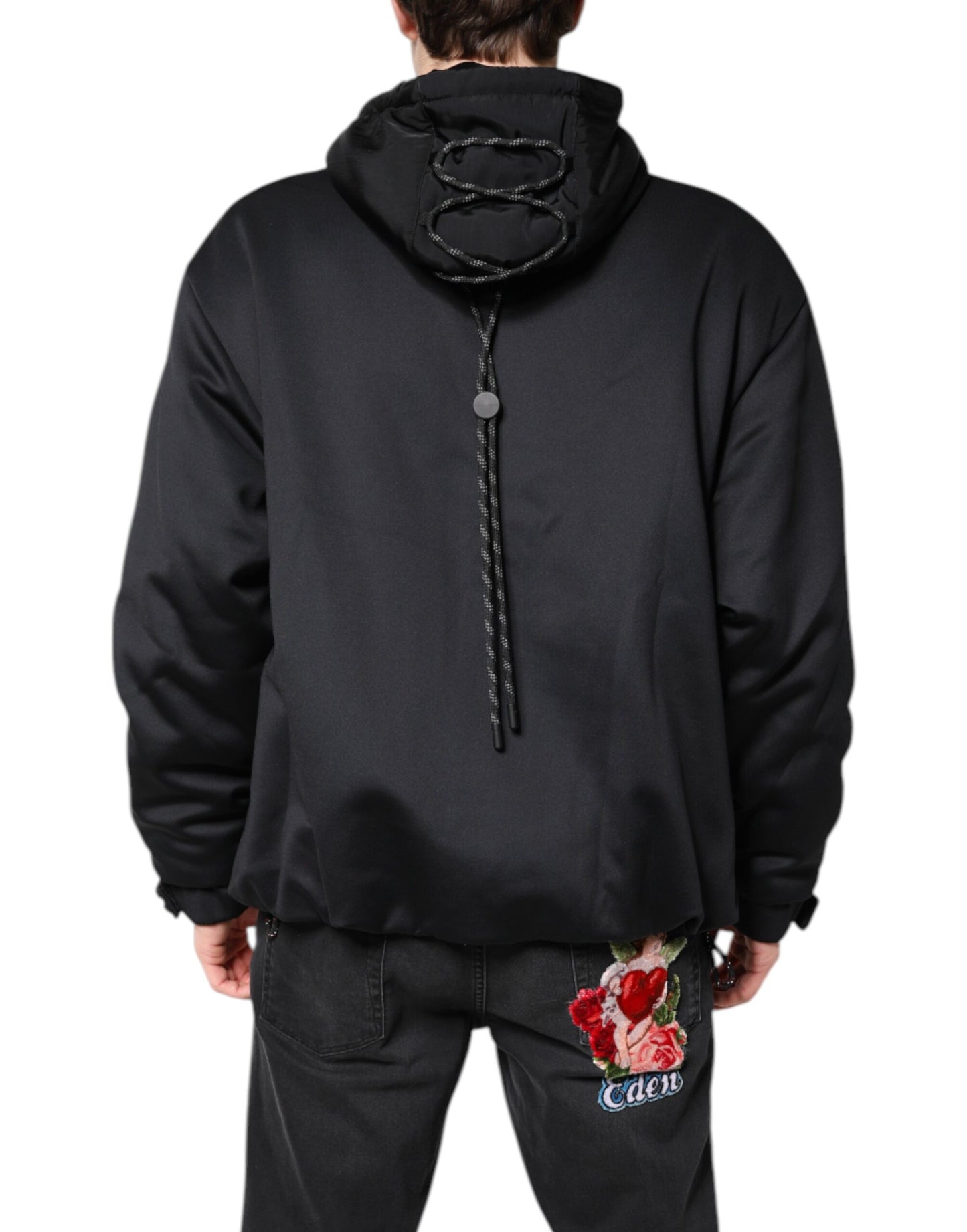 Dolce & Gabbana Black Polyester DG Hooded Full Zip Jacket