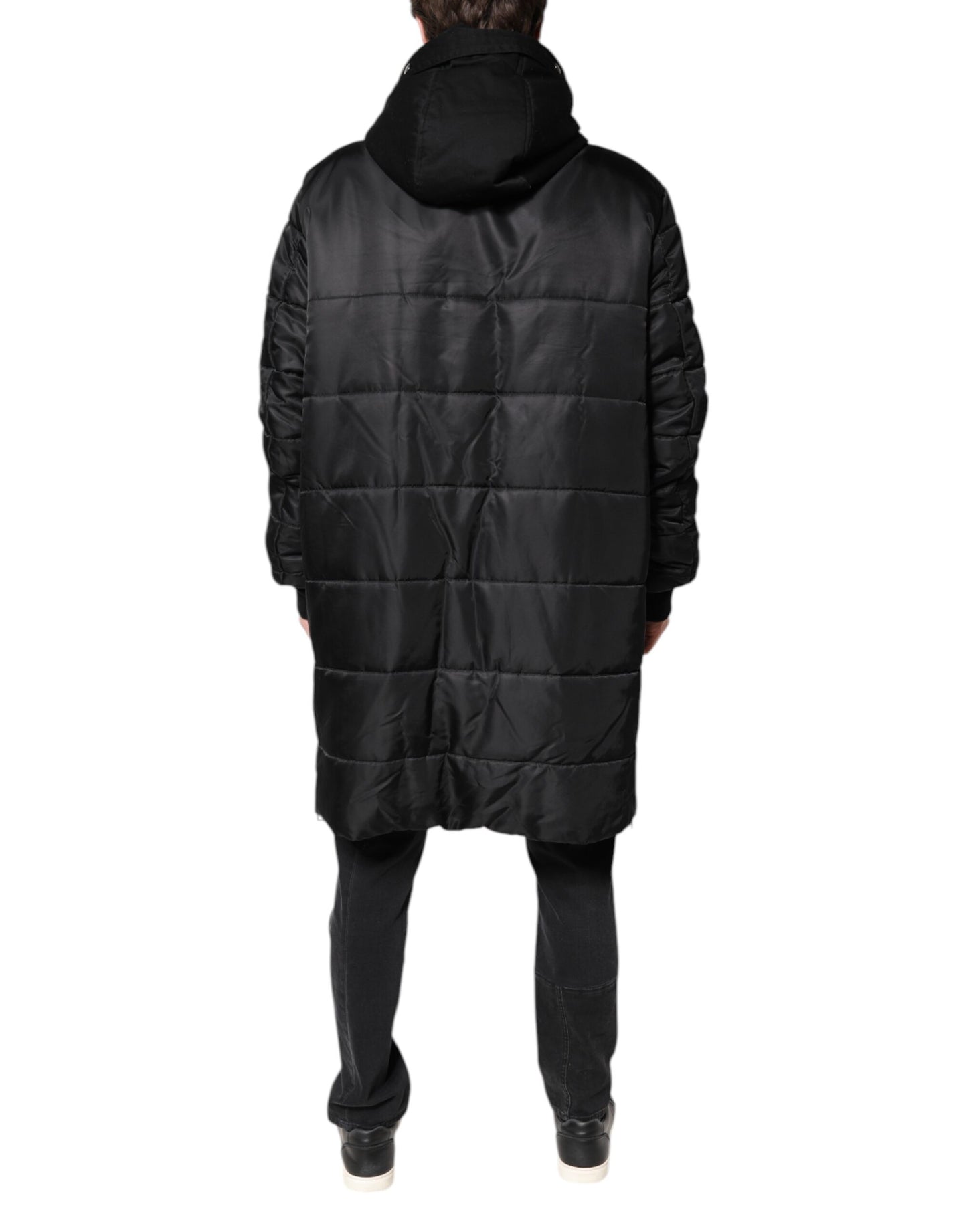 Dolce & Gabbana Black Hooded Parka Winter Men Coat Jacket
