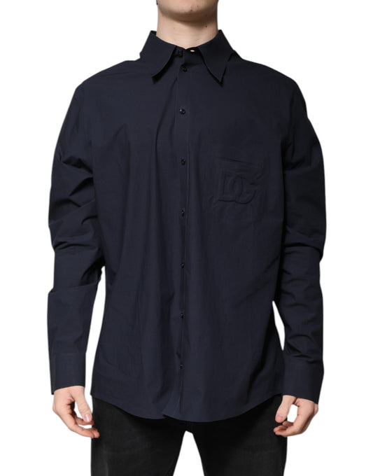 Dolce & Gabbana Dark Blue Cotton Long Sleeve Shirt
