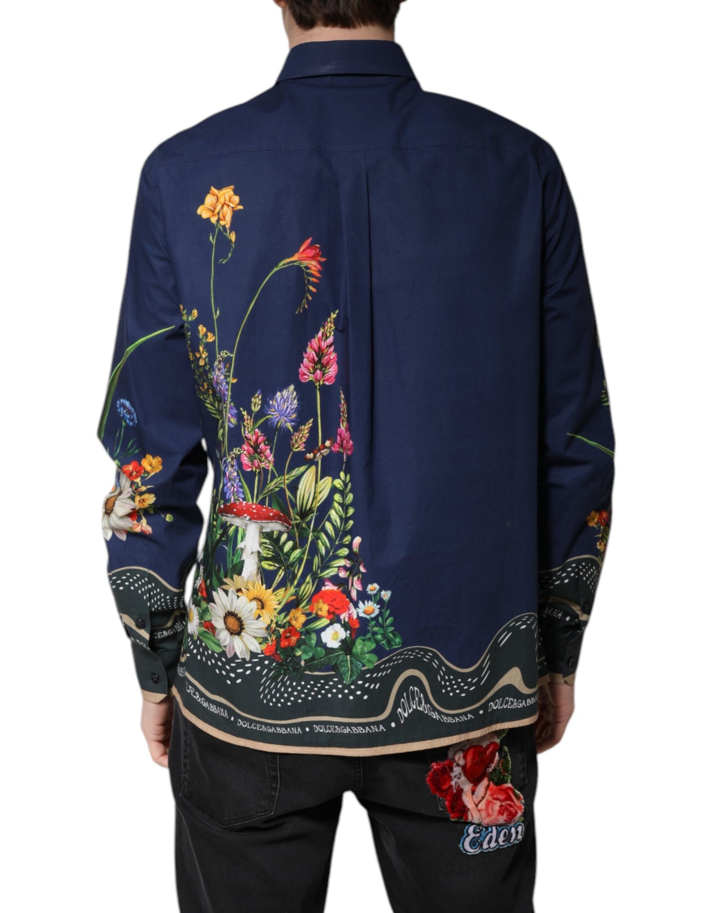 Blue Rabbit Print Long Sleeve Shirt