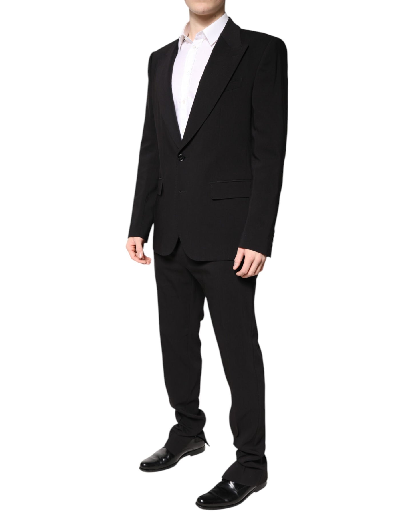 Dolce & Gabbana Black Cotton Single Breasted 2 Piece Suit