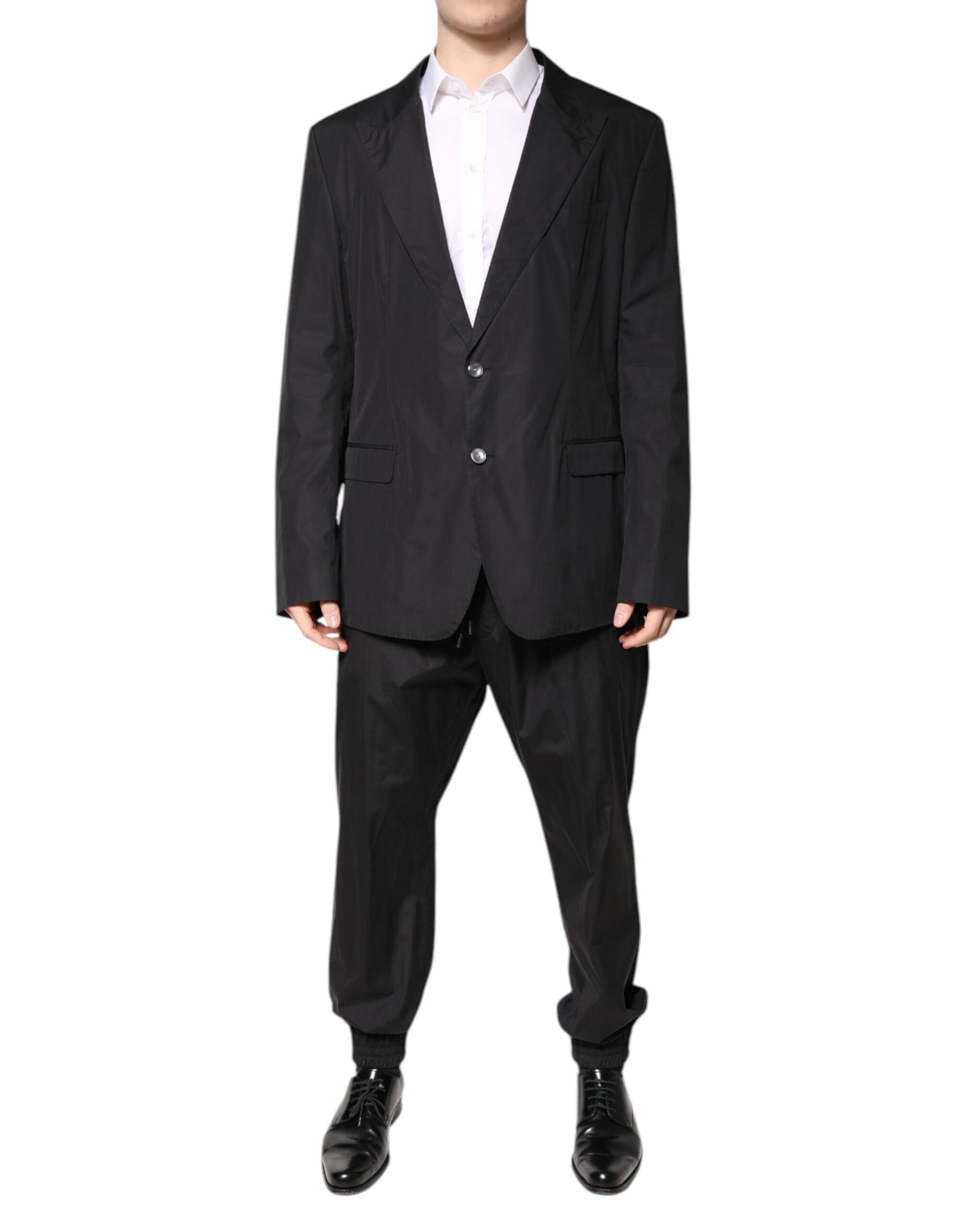 Dolce & Gabbana Black Cotton Single Breasted 2 Piece Suit