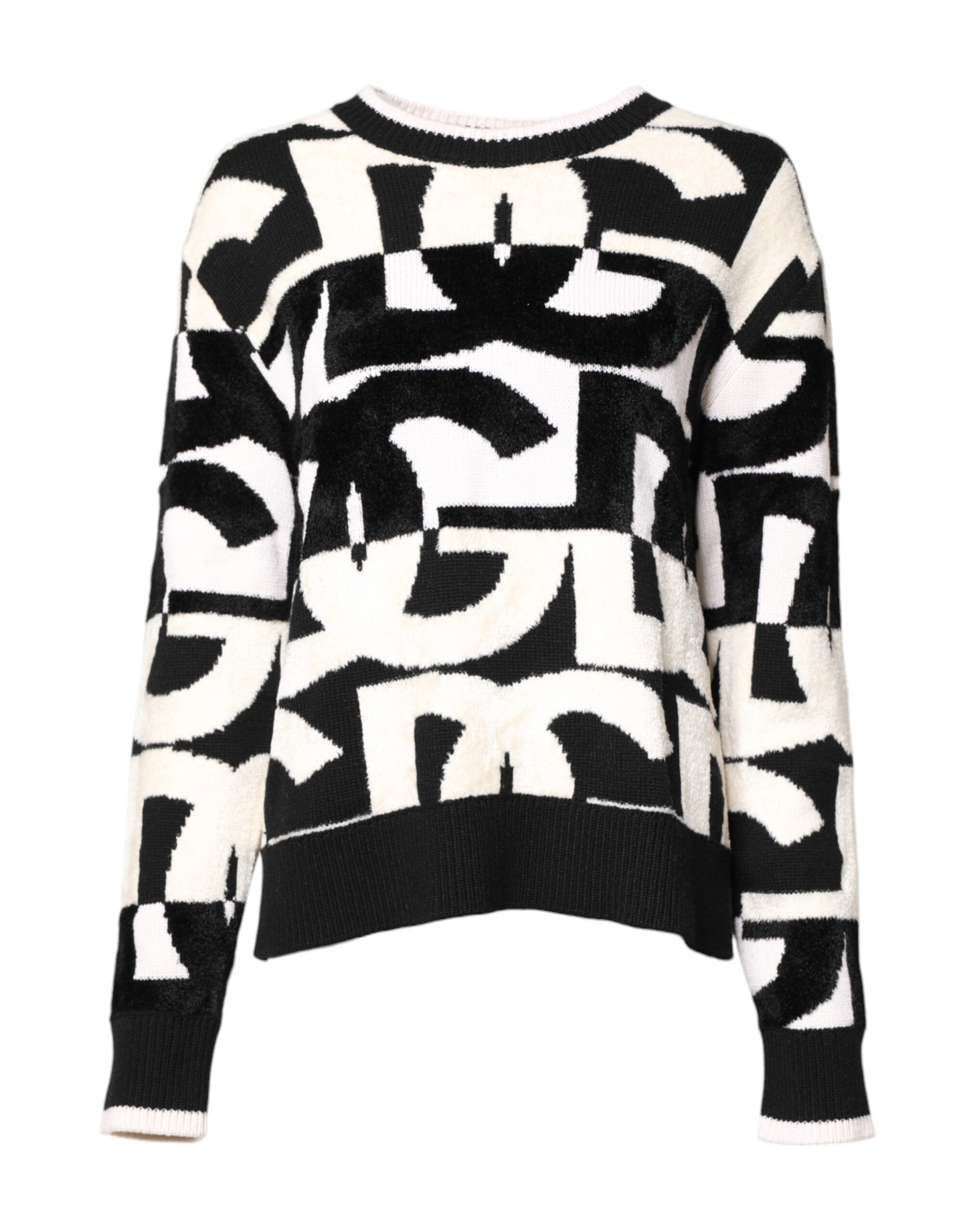 Dolce & Gabbana White Black Logo Print Women Pullover Sweater