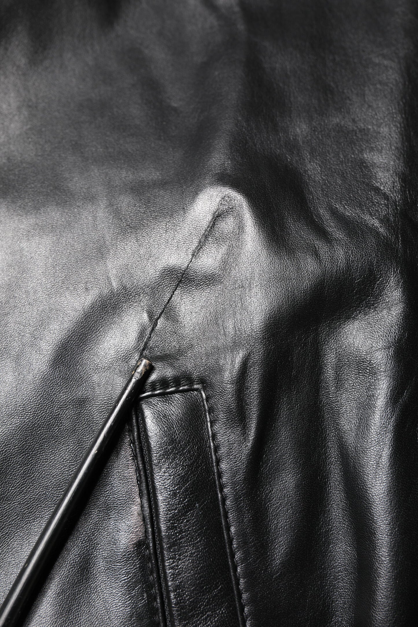 Black Lambskin Leather Full Zip Biker Jacket