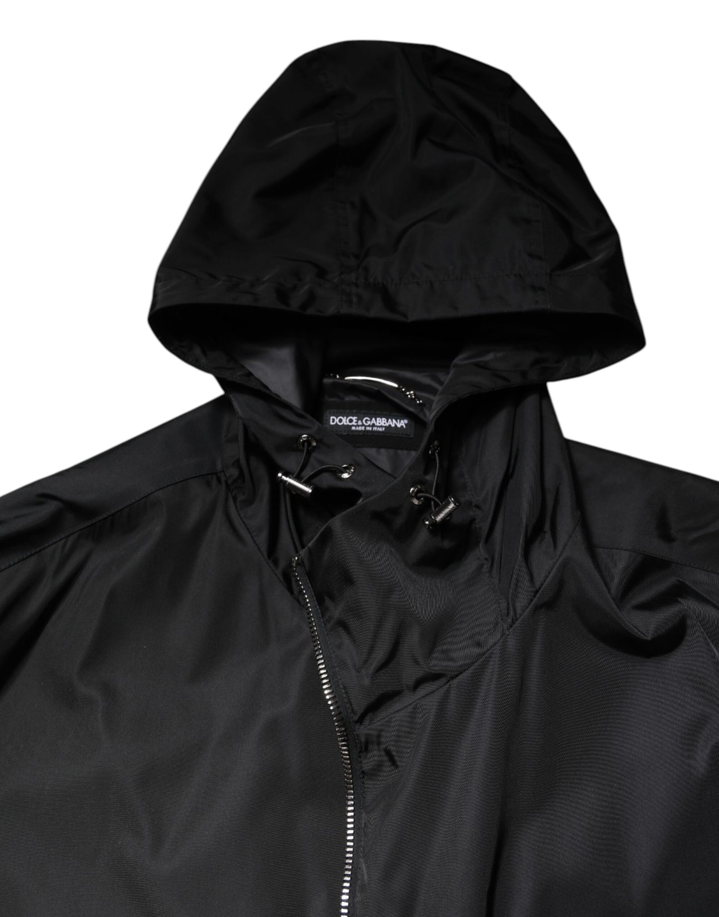 Black Hooded Long Men Windbreaker Jacket