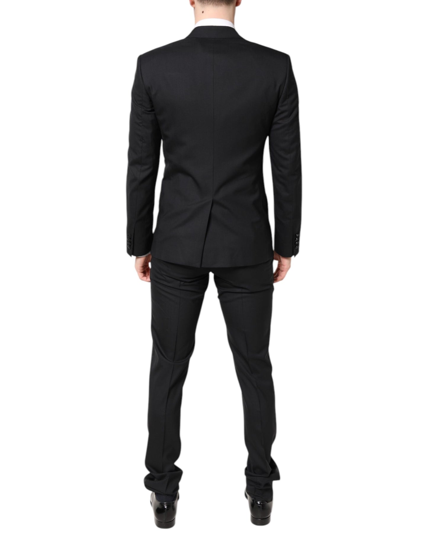 Black Wool Single Breasted 3 Piece Suit