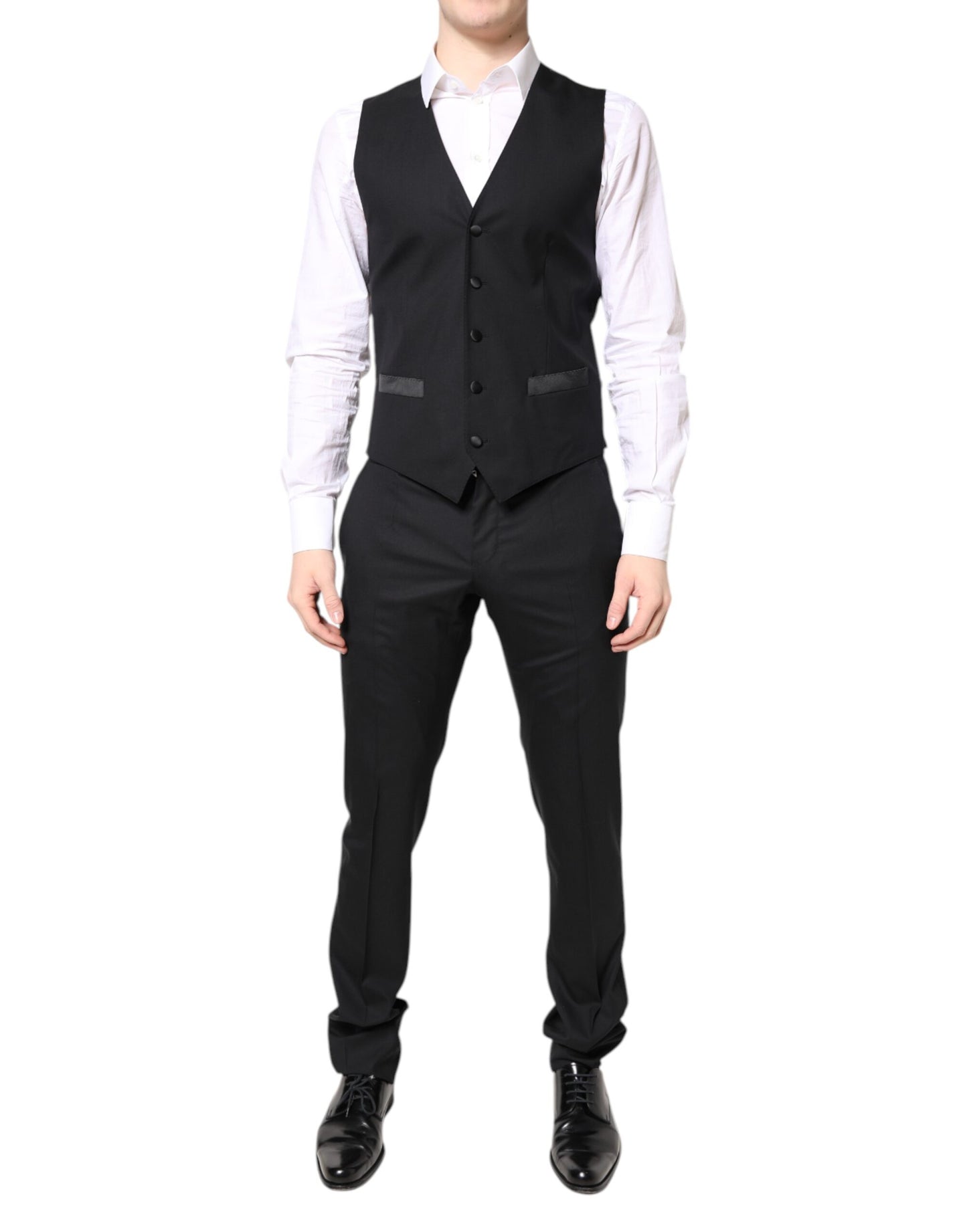 Black Wool Single Breasted 3 Piece Suit