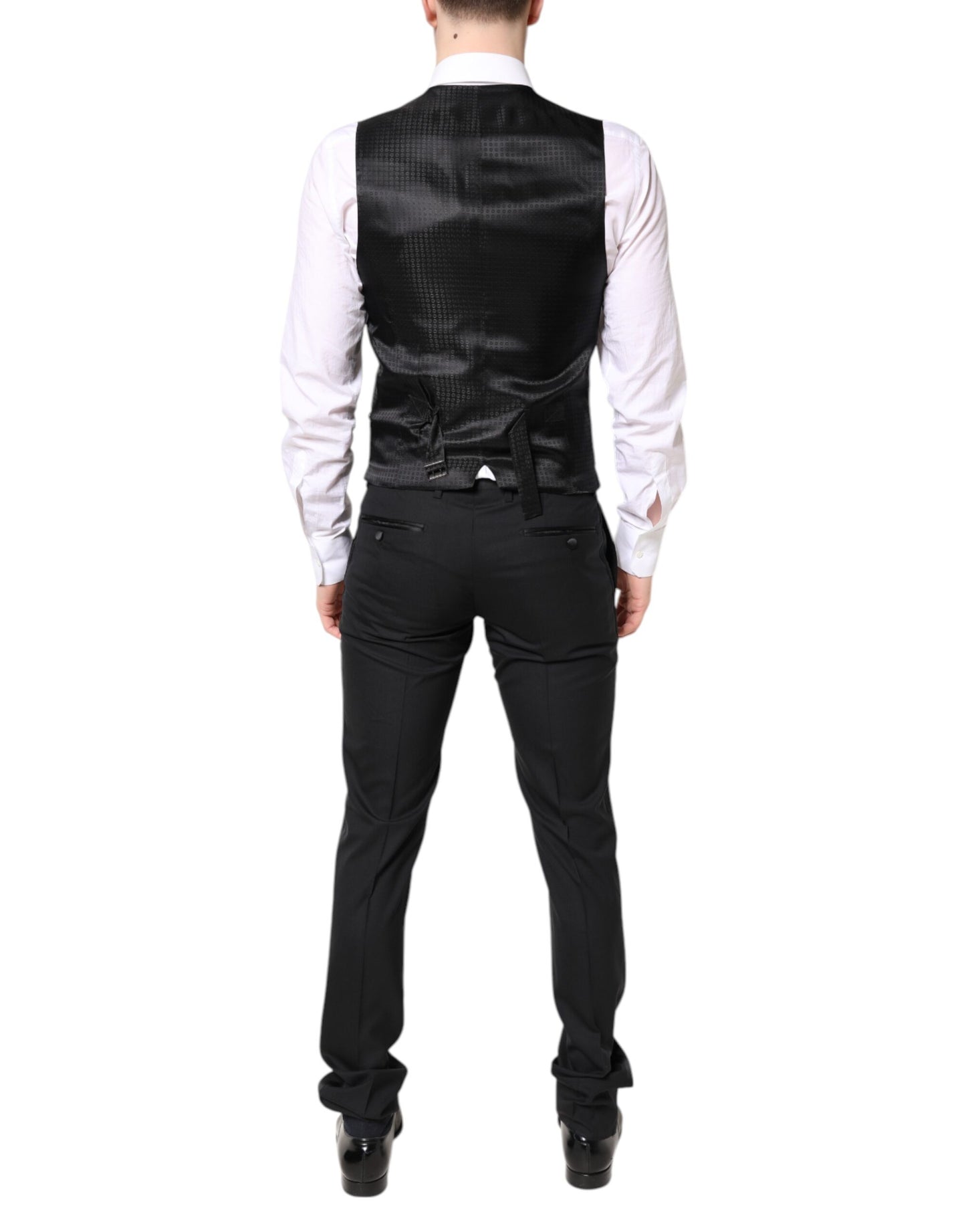 Black Wool Single Breasted 3 Piece Suit