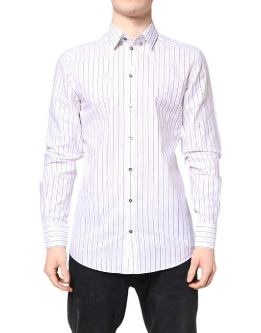 White Stripes Cotton GOLD Formal Dress Shirt