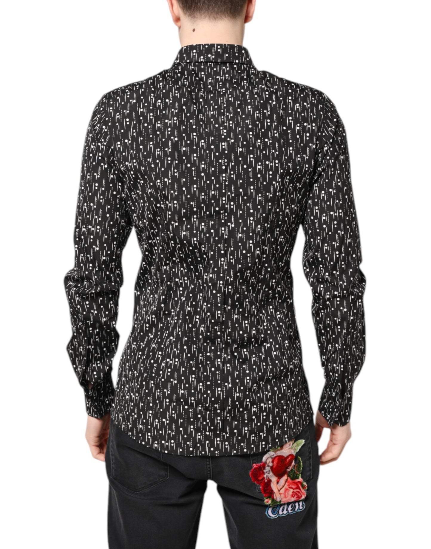 Black GOLD Floral Embroidery Formal Shirt