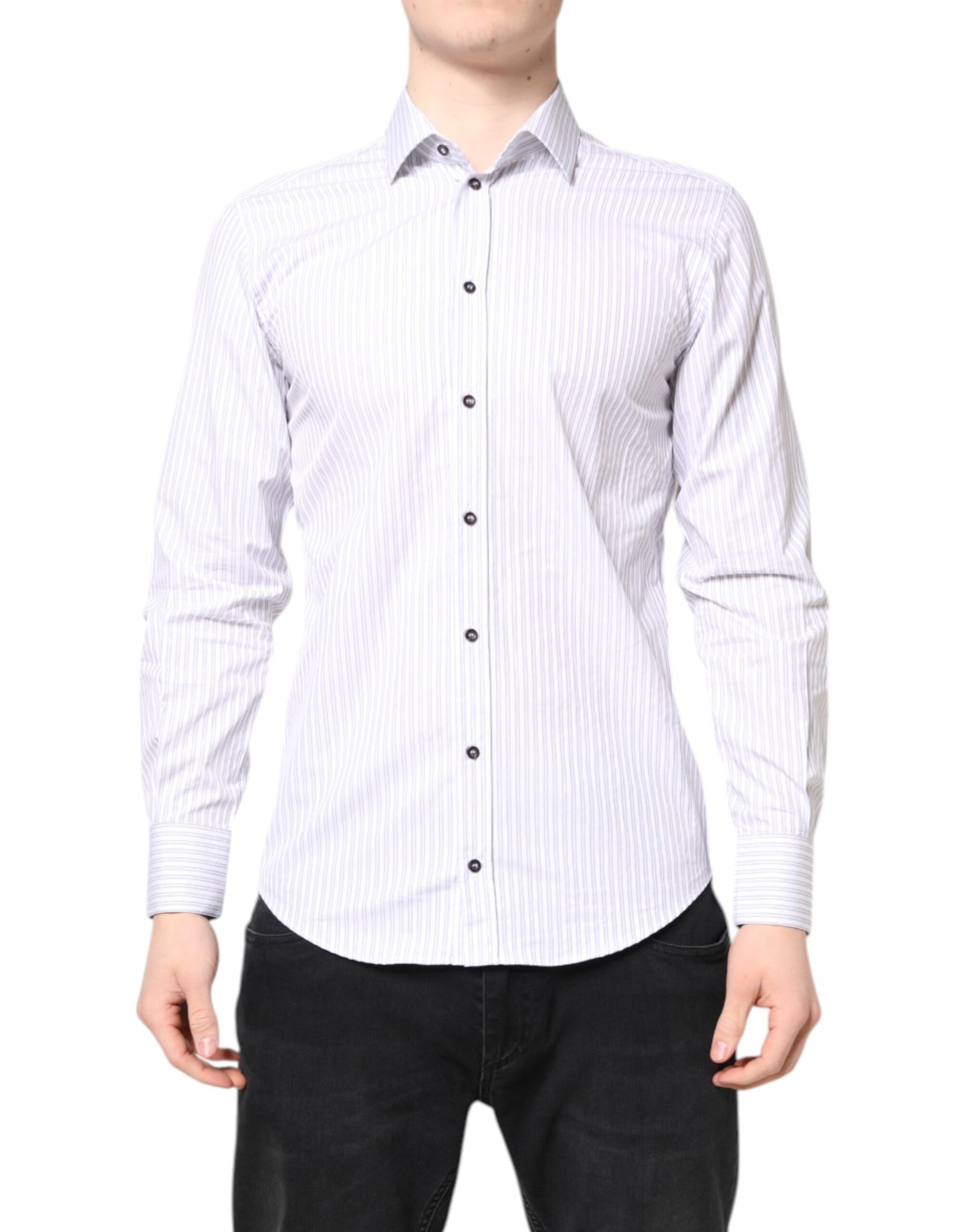 White Striped Cotton MARTINI Men Dress Shirt