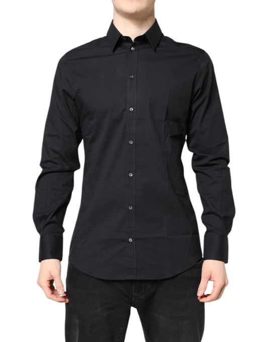 Dolce & Gabbana Black GOLD Cotton Long Sleeves Dress Shirt
