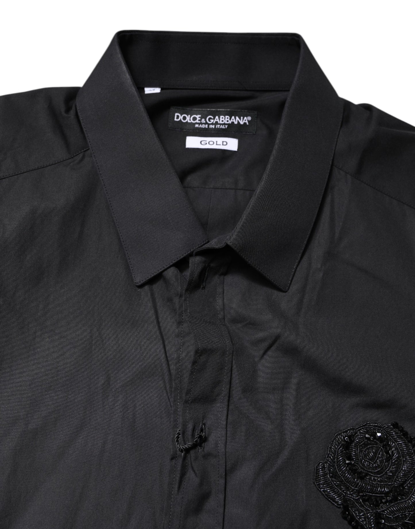 Black Floral Gold Cotton Dress Formal Shirt