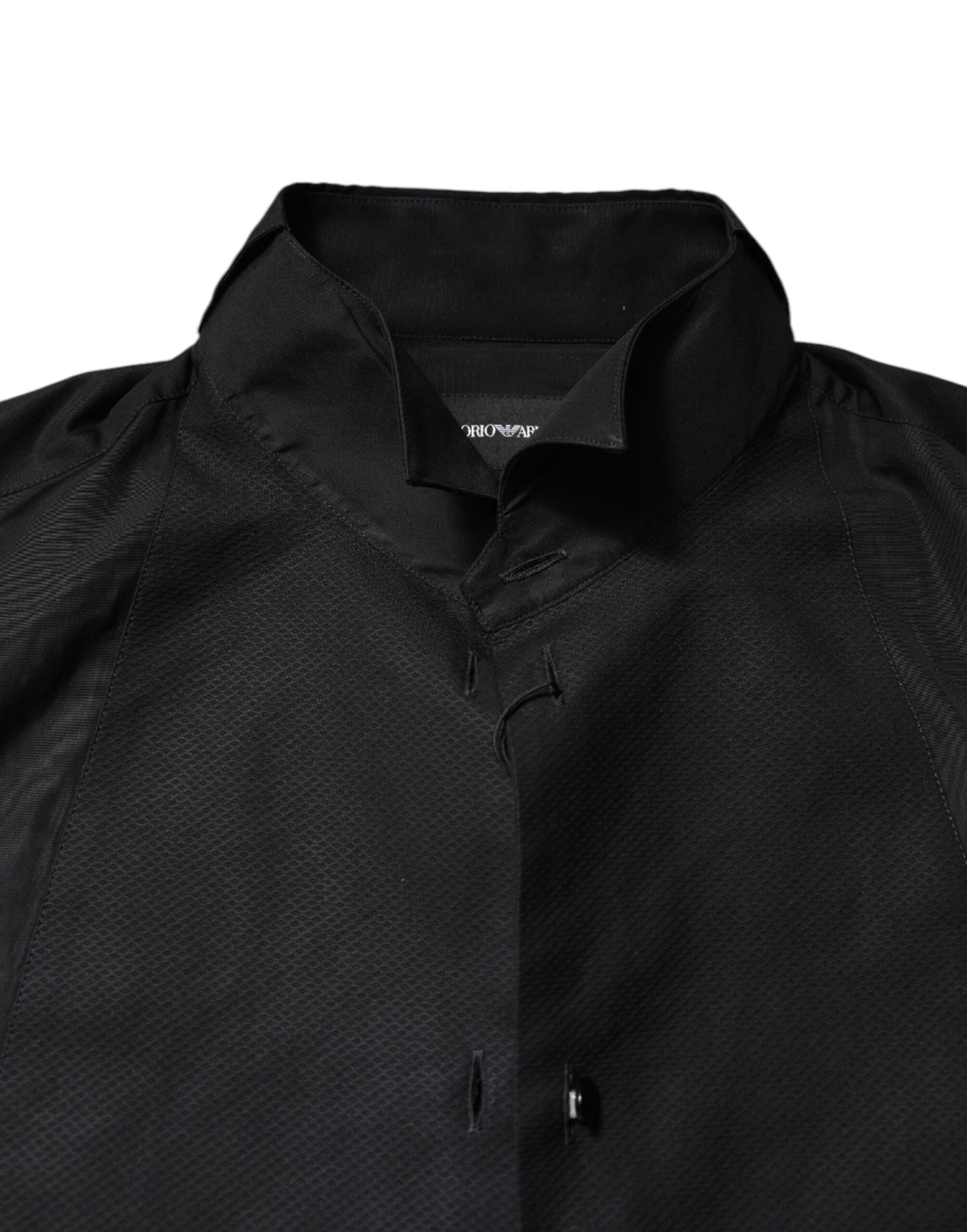 Emporio Armani Black Cotton Long Sleeves Men Formal Dress Shirt