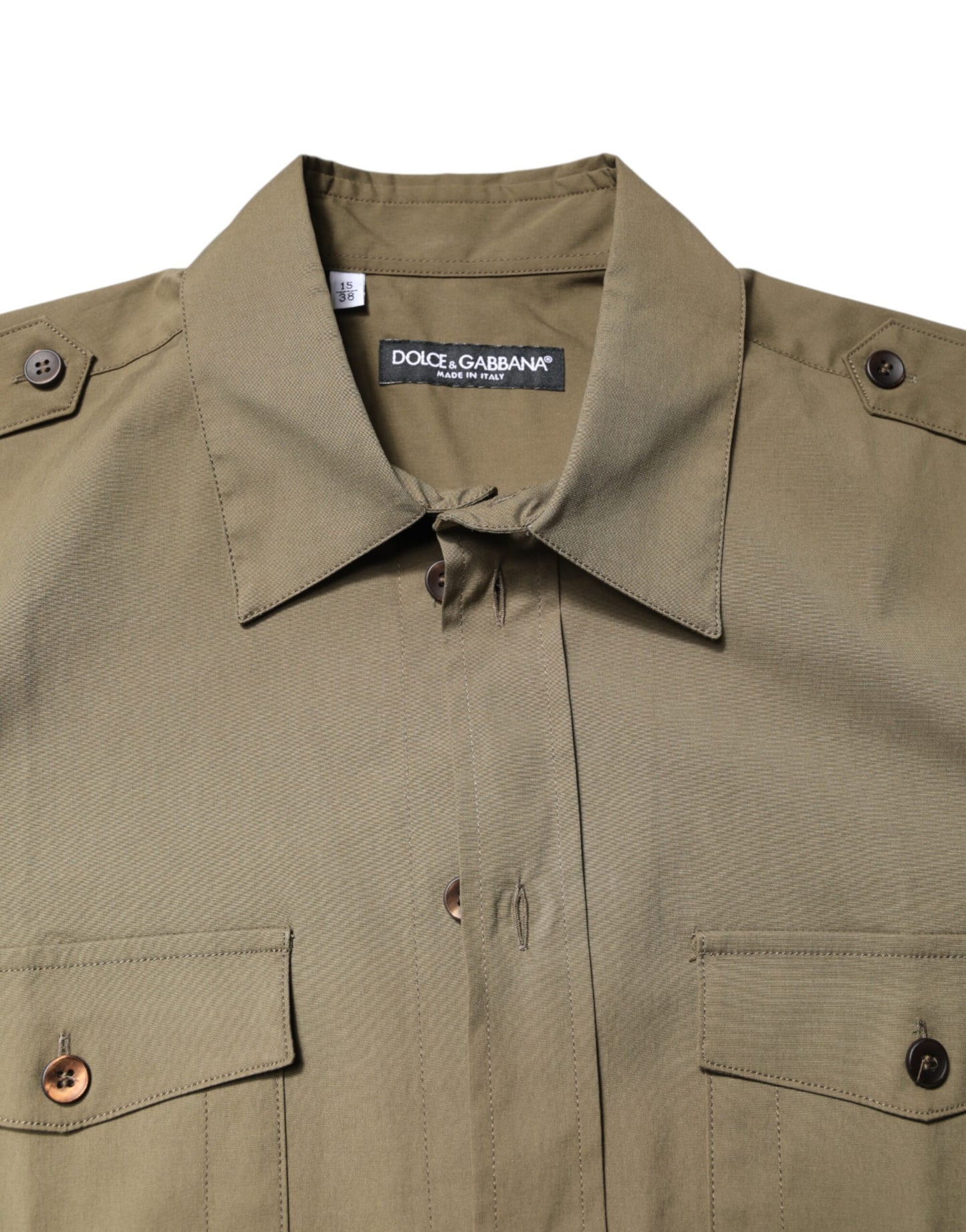 Dolce & Gabbana Brown Cotton Stretch Casual Long Sleeves Shirt