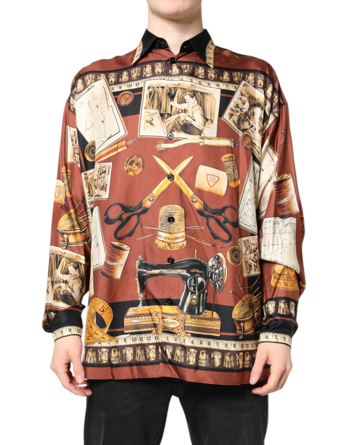 Multicolor Tailor Print Silk Casual Shirt