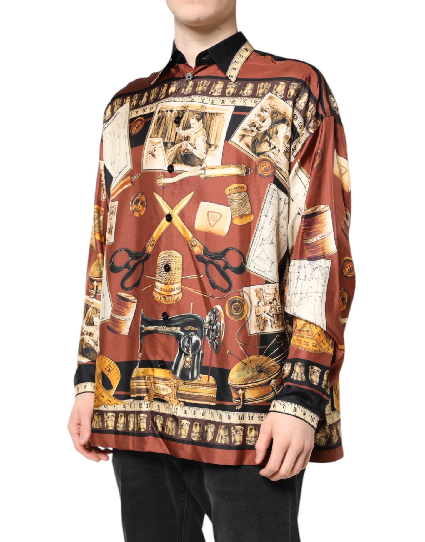 Multicolor Tailor Print Silk Casual Shirt