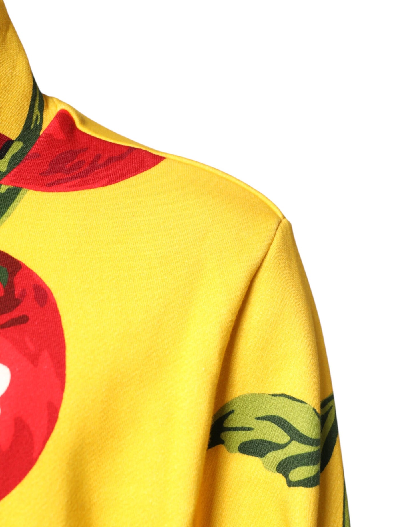 Yellow Cherry Print Full Zip Bomber Sweater