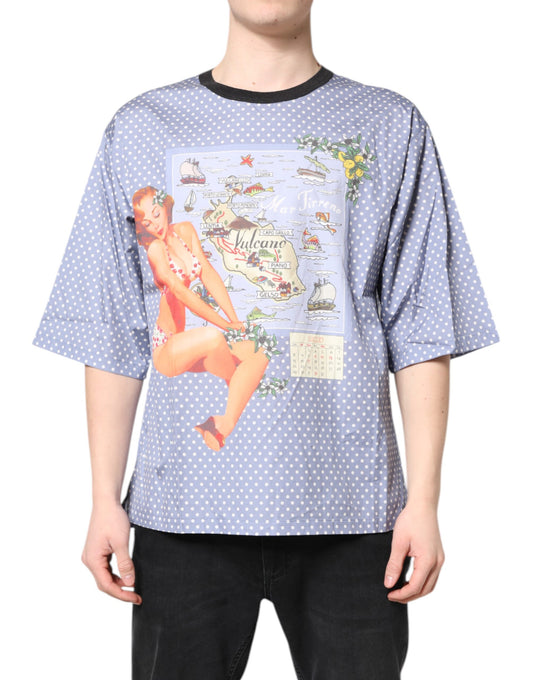 Light Blue Graphic Print Short Sleeve T-shirt
