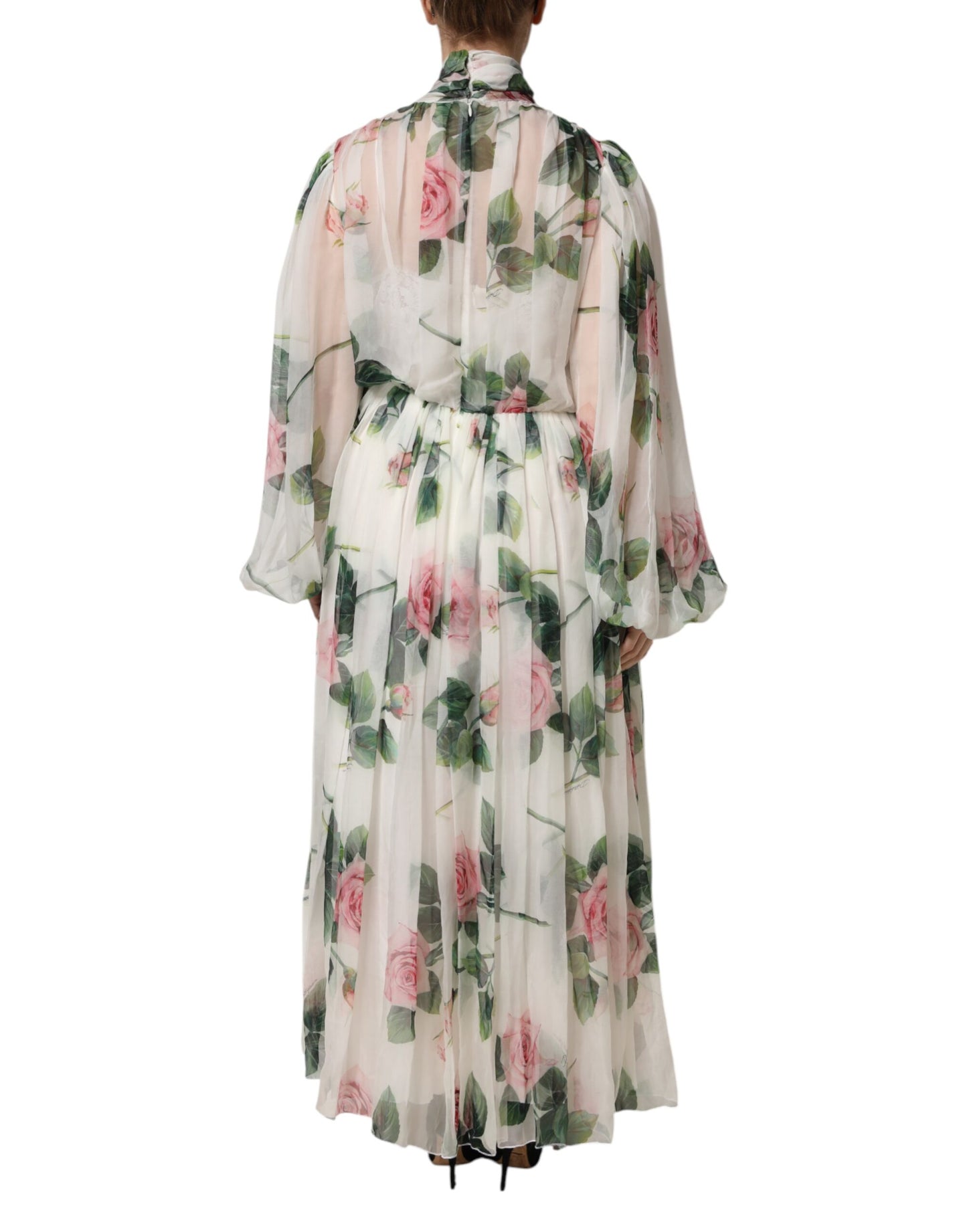 White Floral Roses Maxi Long Gown Dress