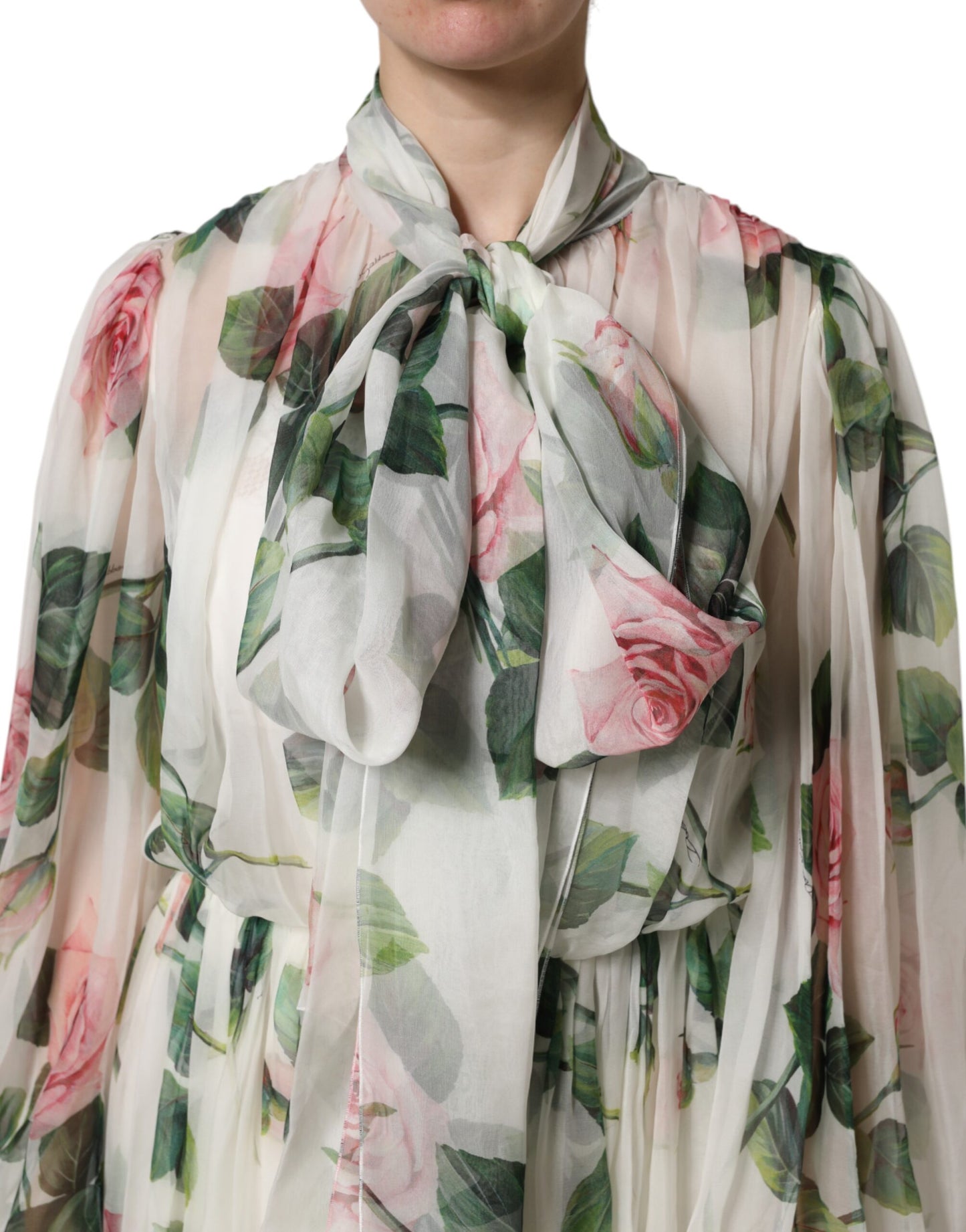 White Floral Roses Maxi Long Gown Dress