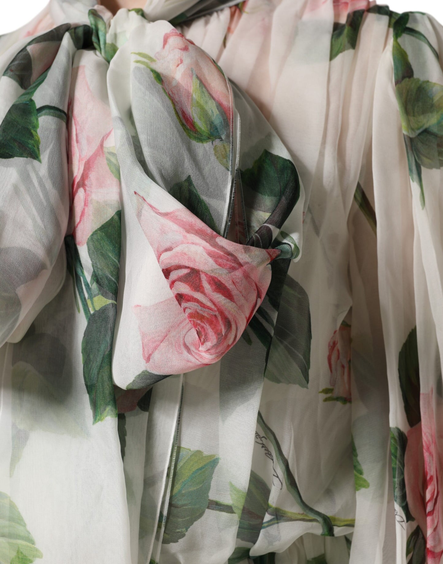 White Floral Roses Maxi Long Gown Dress