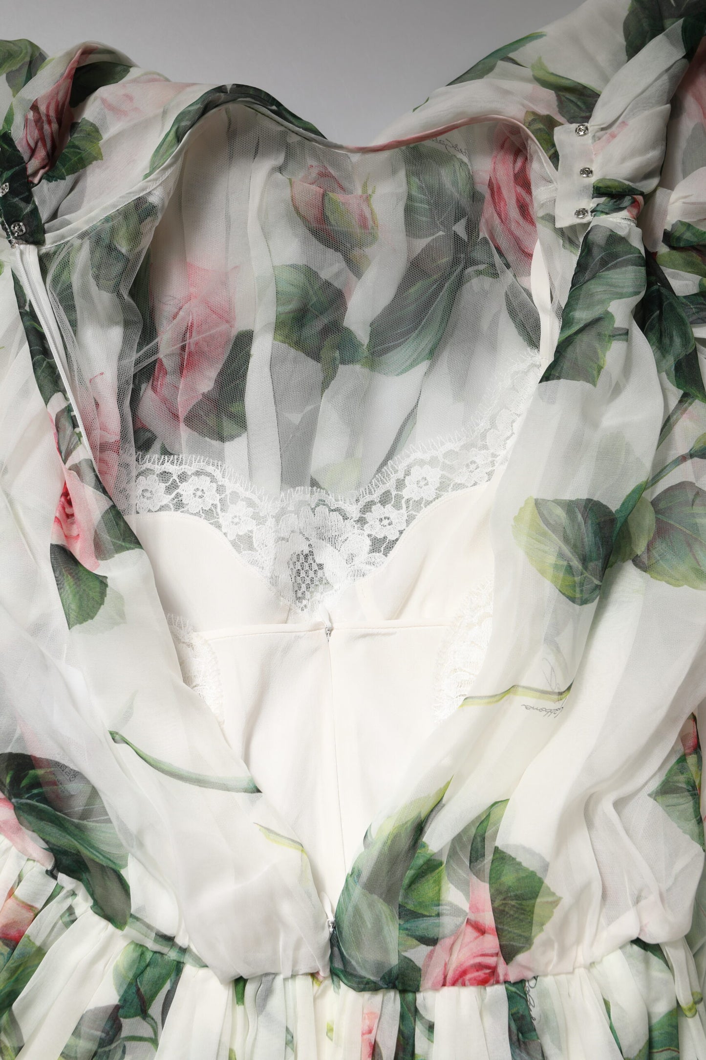 White Floral Roses Maxi Long Gown Dress