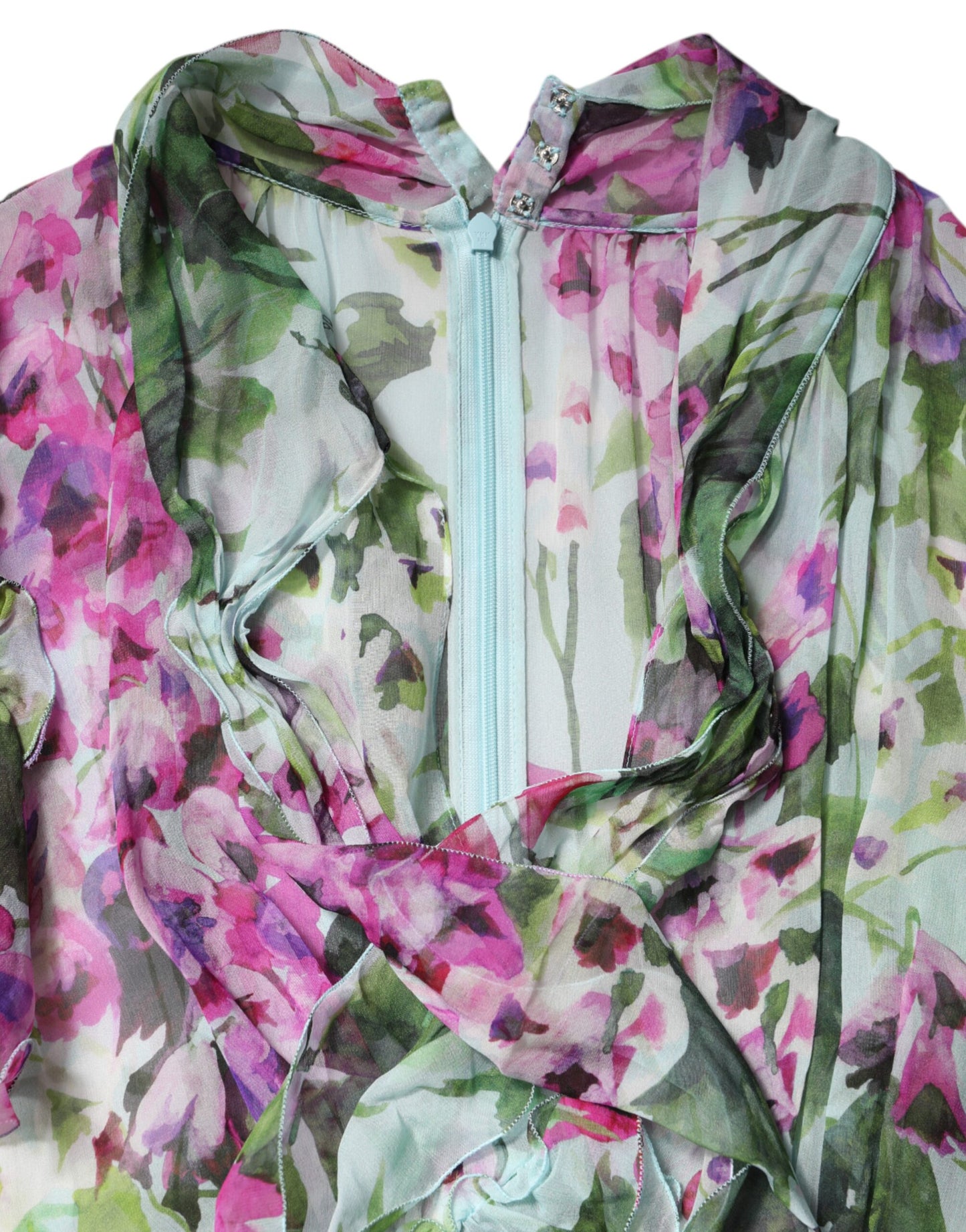 Multicolor Floral Silk Midi Layered Dress