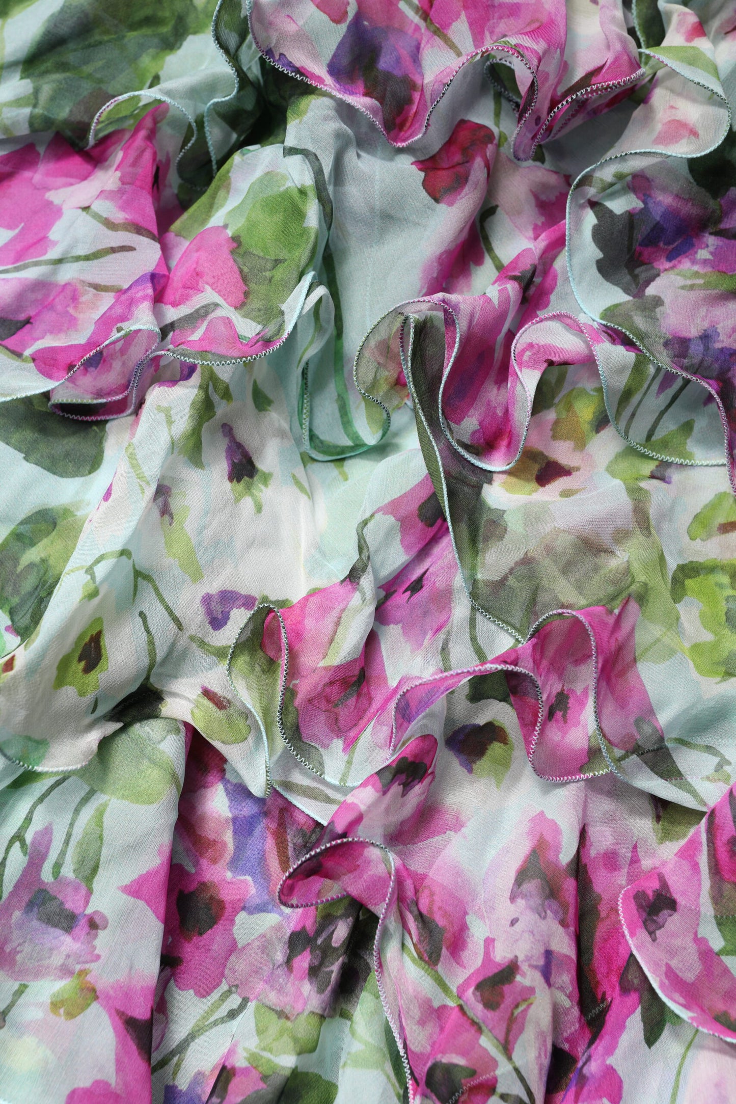 Multicolor Floral Silk Midi Layered Dress