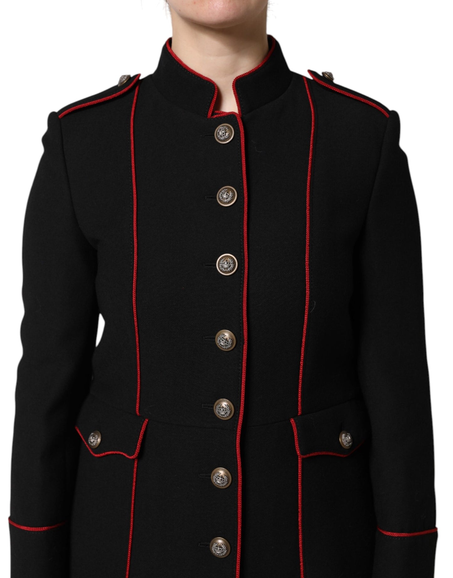 Dolce & Gabbana Black Wool Single Breasted Trench Coat Jacket